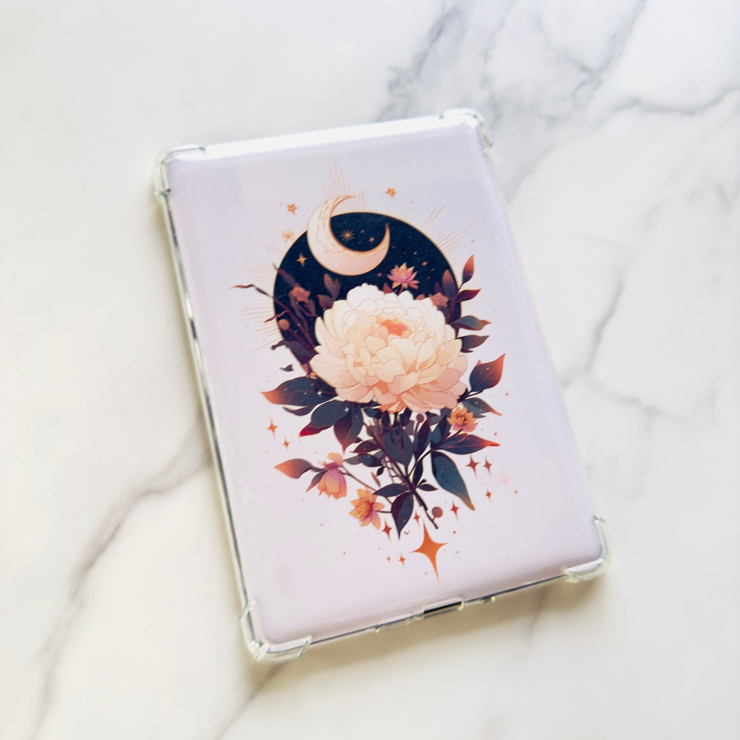 Mystic Moon Flower Kindle Insert: Laminated Cardstock, 6/6.8in Paperwhite