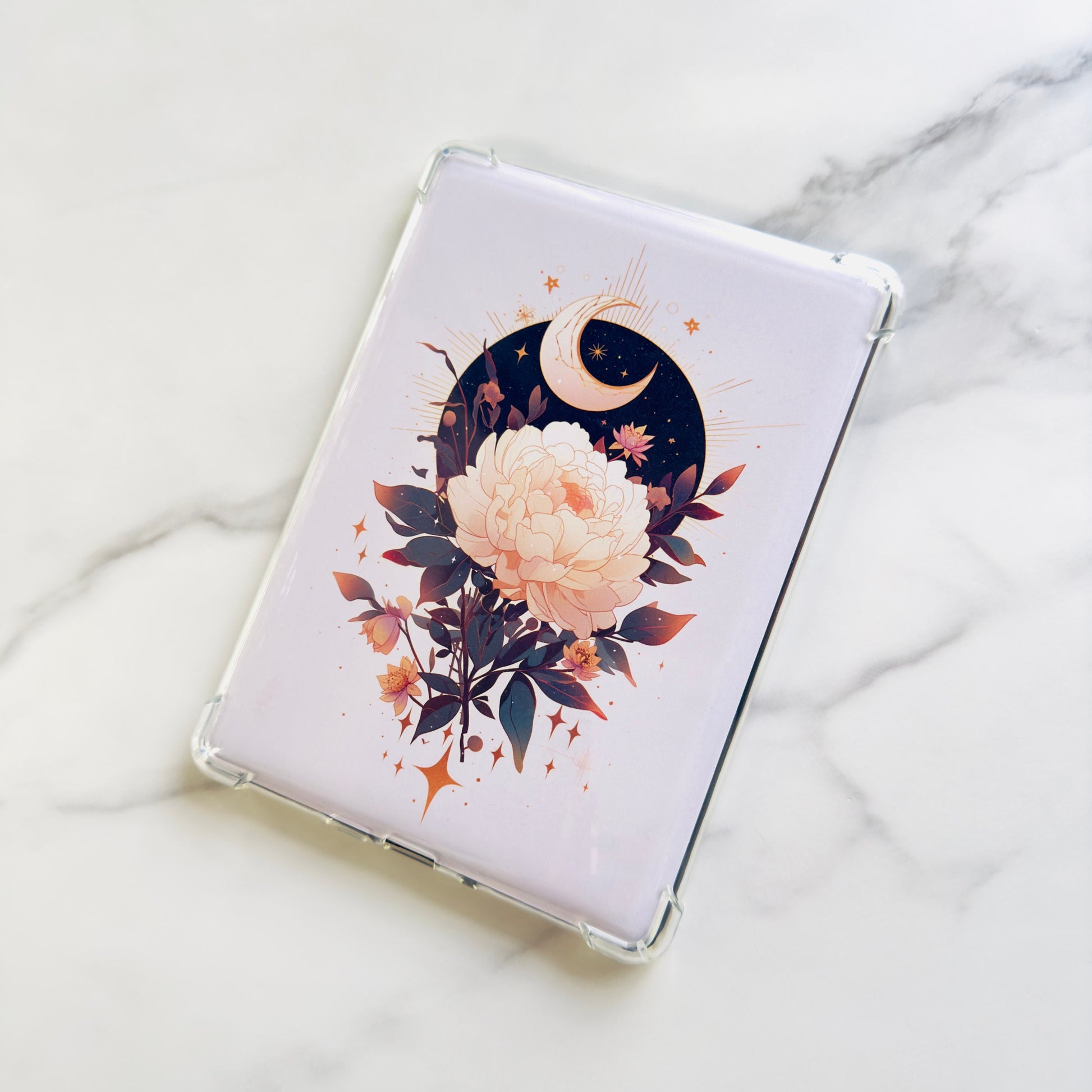 Mystic Moon Flower Kindle Insert: Laminated Cardstock, 6/6.8in Paperwhite