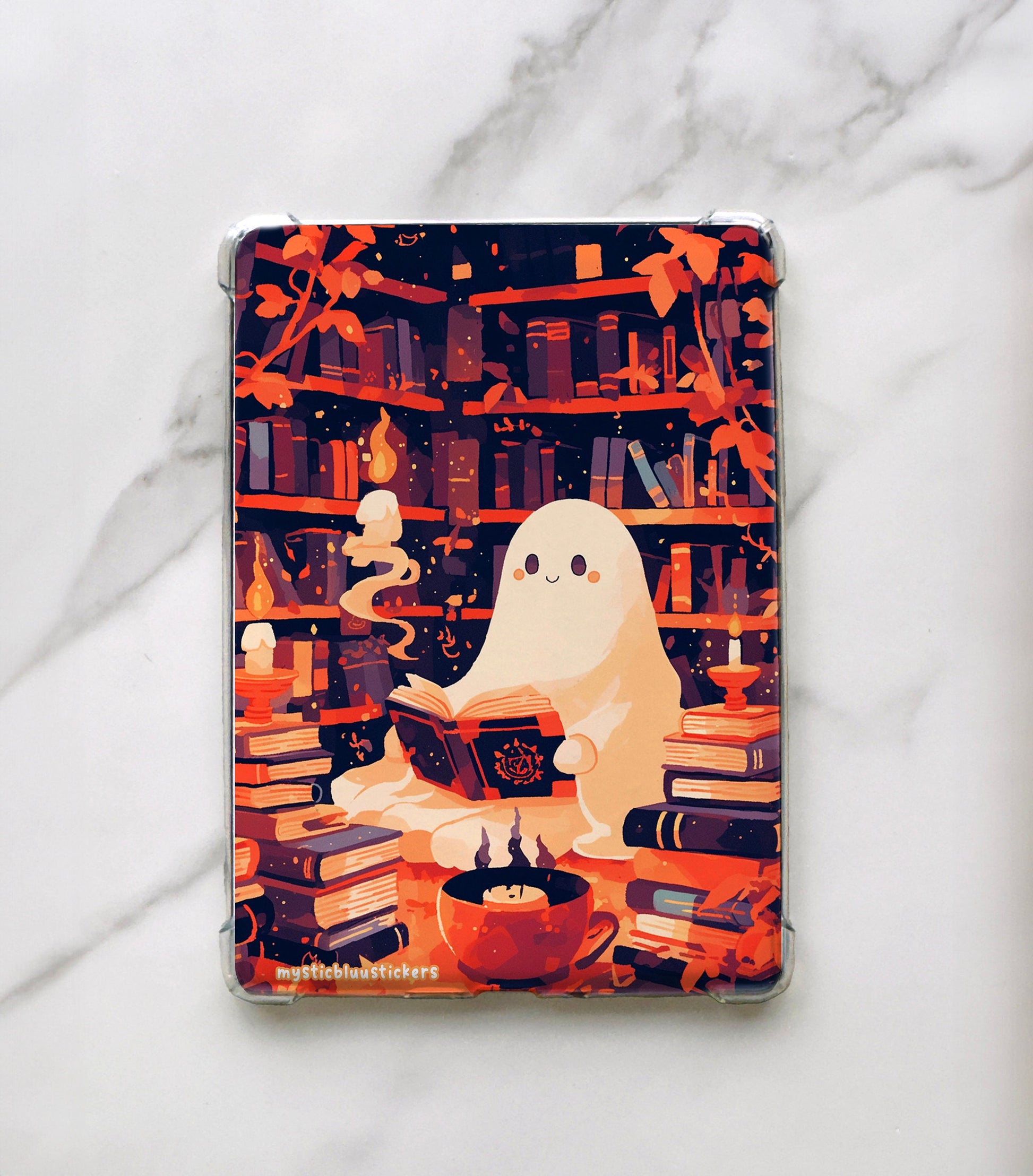 Ghost Reading Kindle Insert: Halloween Paperwhite Cardstock, Bookish Gift