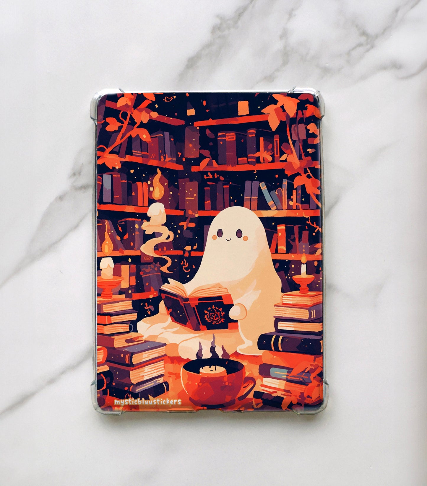 Halloween Ghost Reading Book iPad Mini Insert: Matte or Holographic