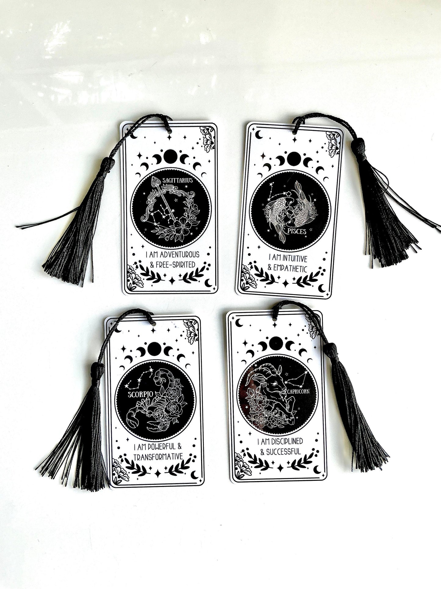 Tarot Card Zodiac Bookmark: Laminated with Tassel