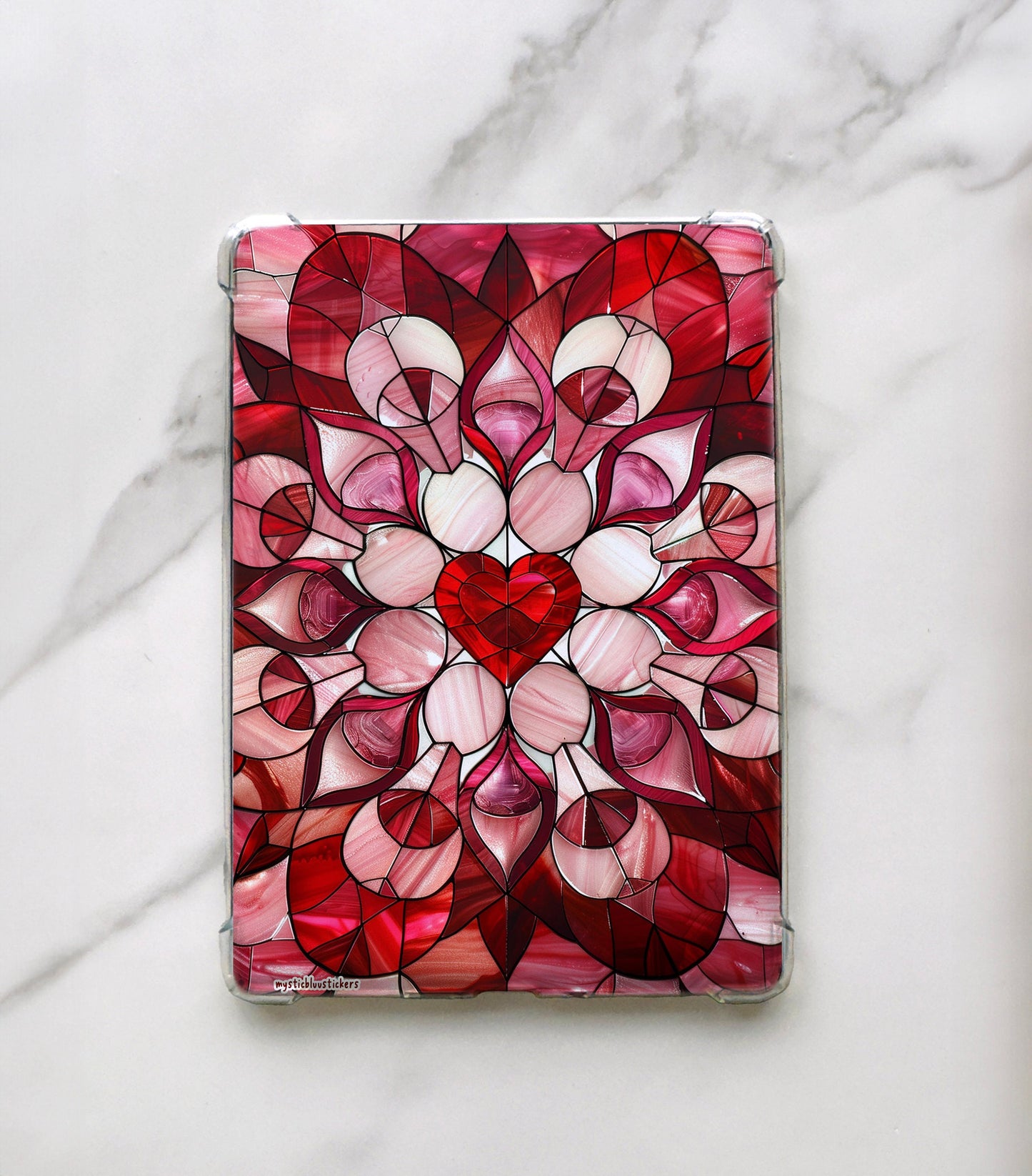 Stained Glass Kindle Paperwhite Insert: Heart Design, Cardstock Sleeve