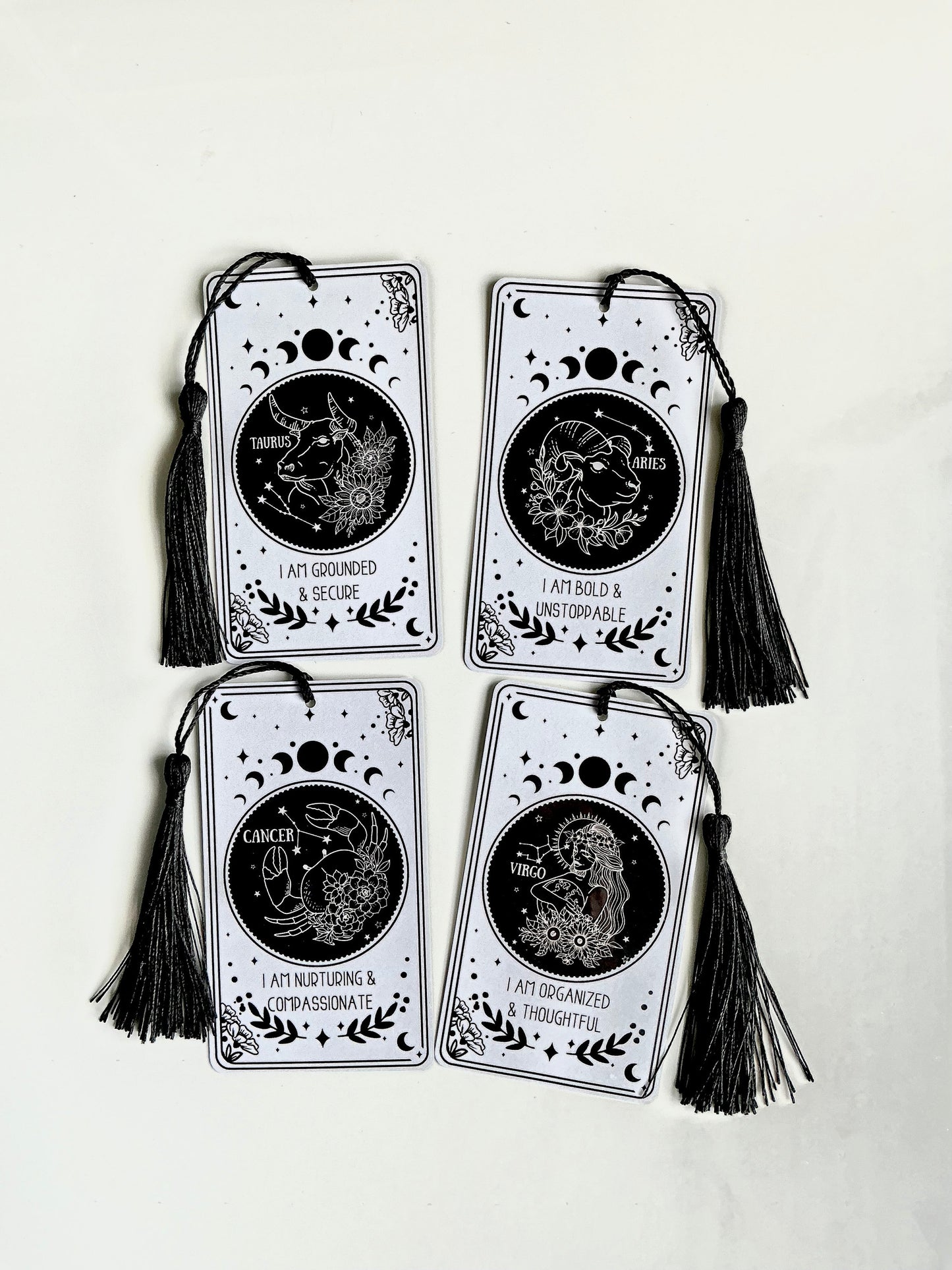 Tarot Card Zodiac Bookmark: Laminated with Tassel