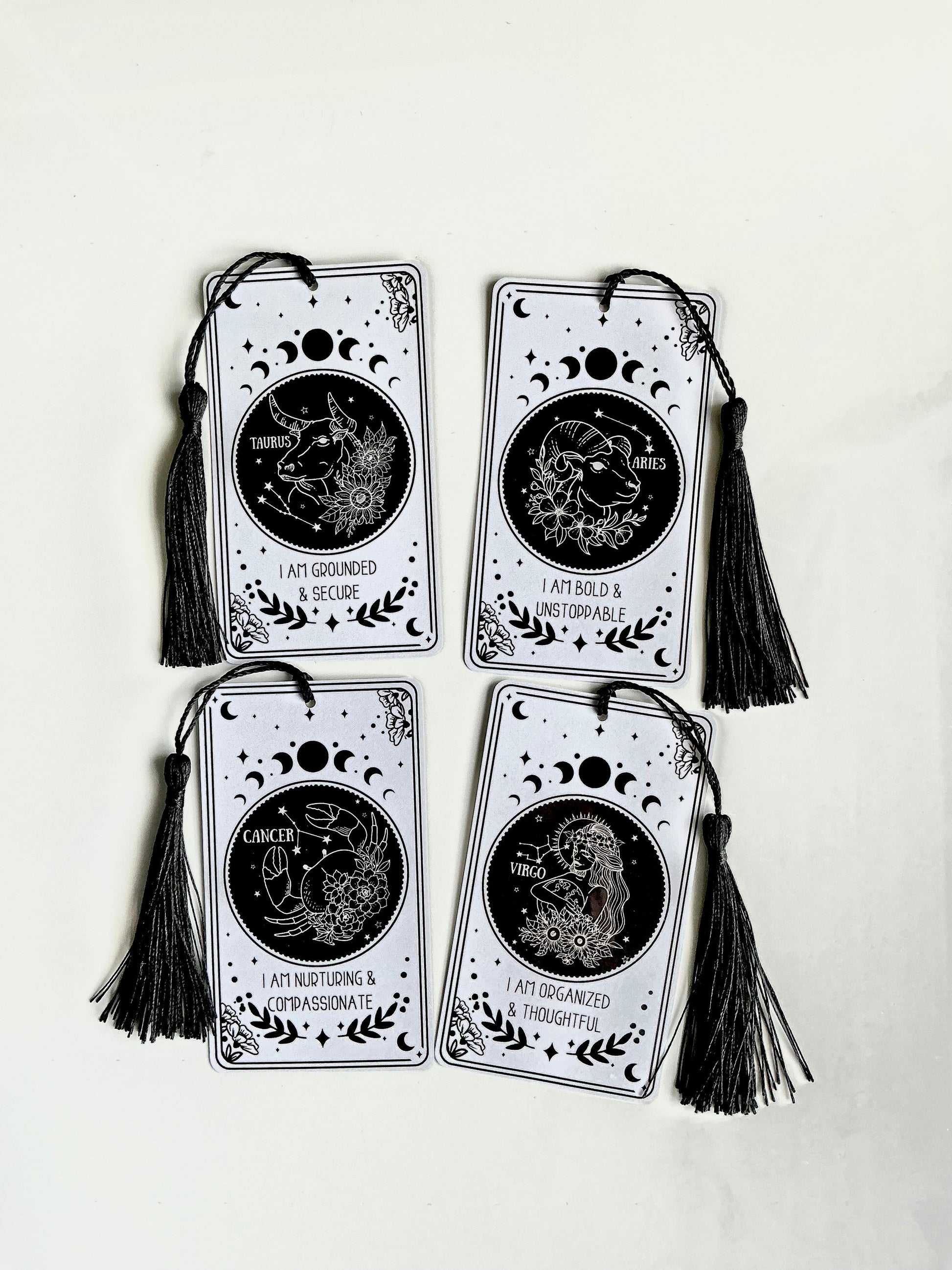 Tarot Card Zodiac Bookmark: Laminated with Tassel