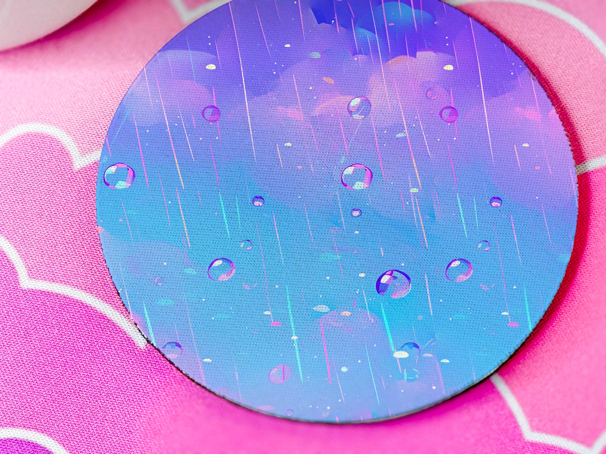 Kawaii Rain Drops Coasters: Absorbent Neoprene Drink Coasters, Set of 4