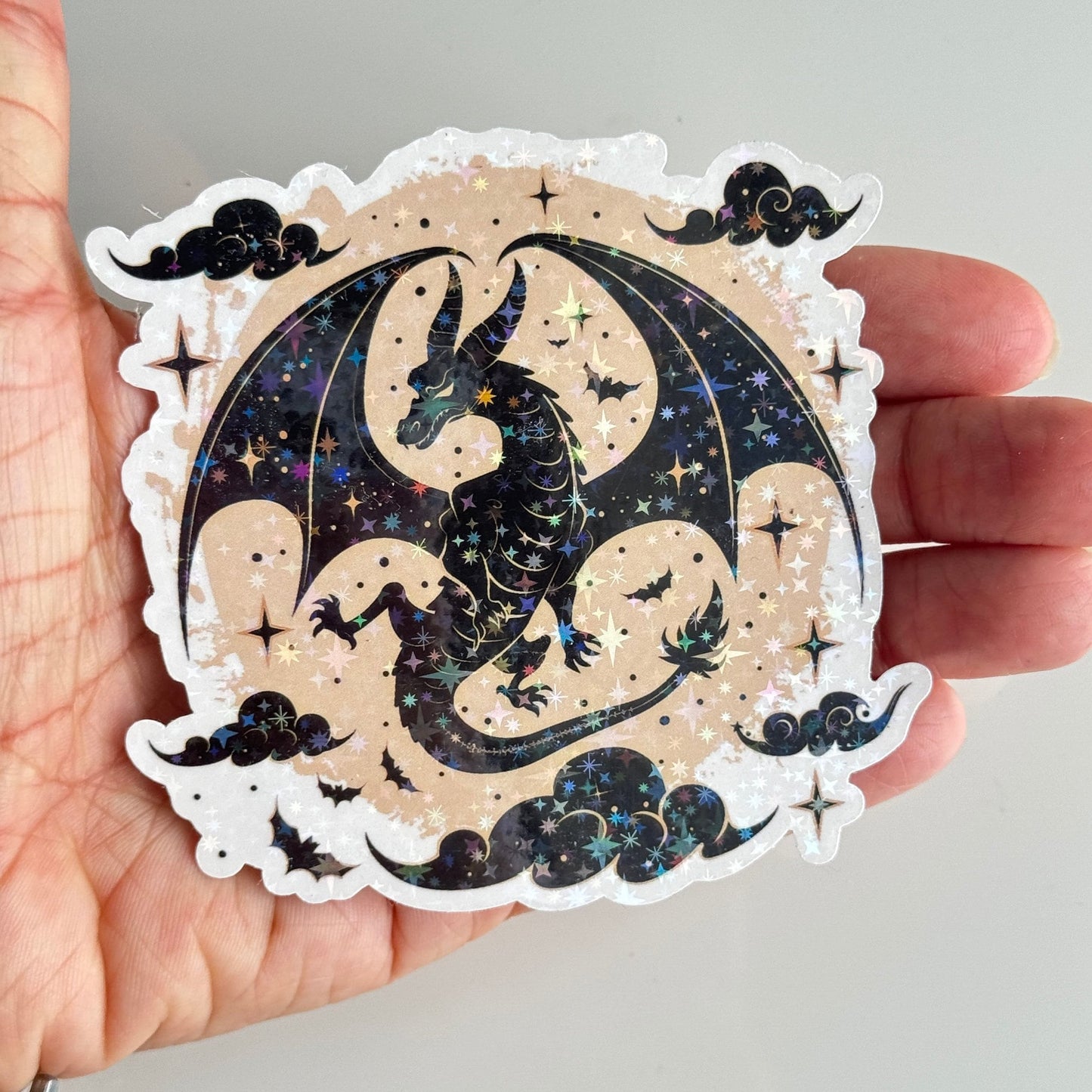 Holographic Dragon Sticker: Fantasy Book Dragon Vinyl Decal