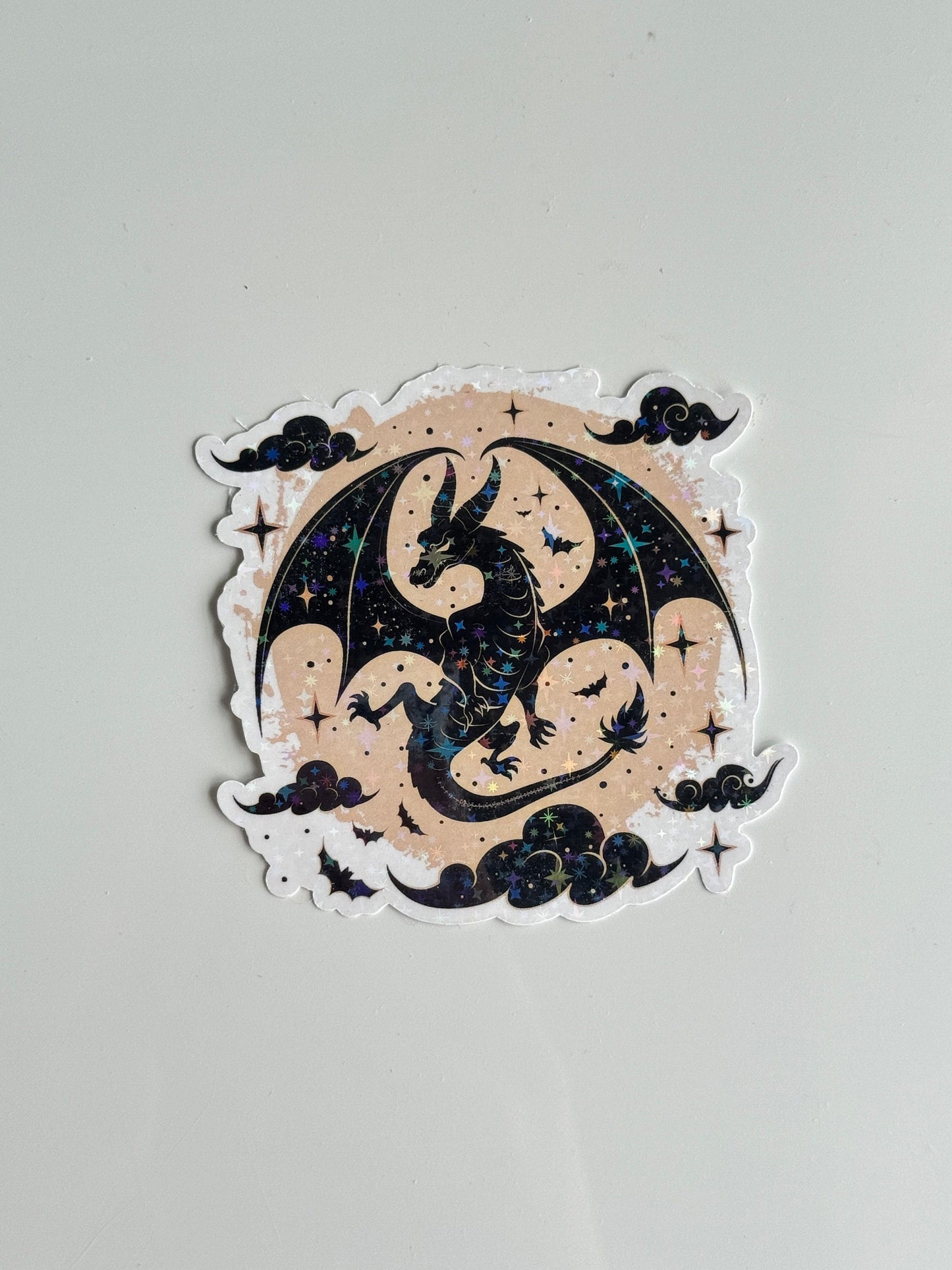 Holographic Dragon Sticker: Fantasy Book Dragon Vinyl Decal