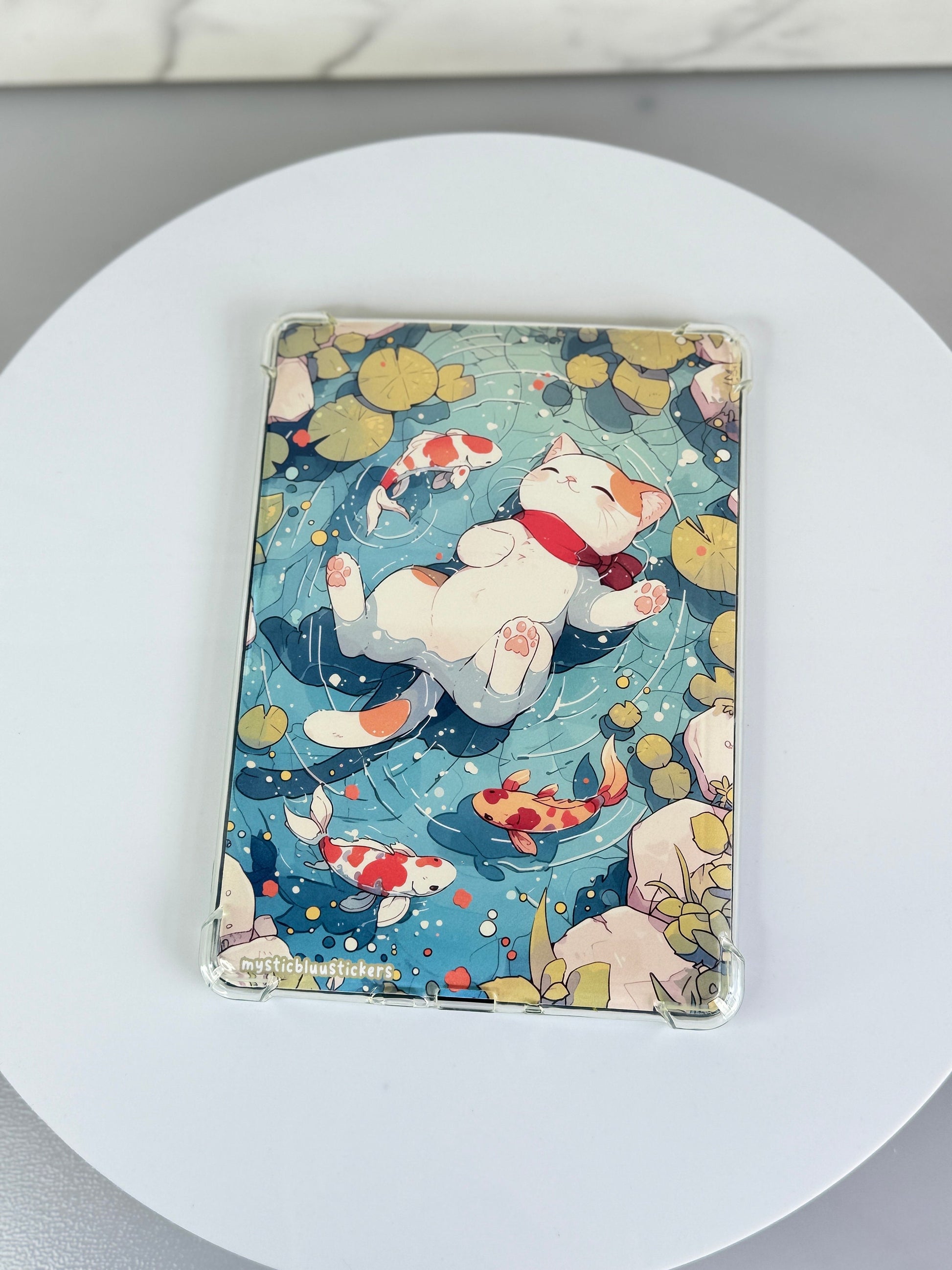 Cat in Pond Kindle Insert: Holographic Paperwhite Sleeve