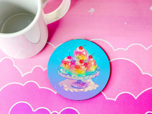 Rainbow Jelly Rubber Coaster Set, Girly Drink Coasters