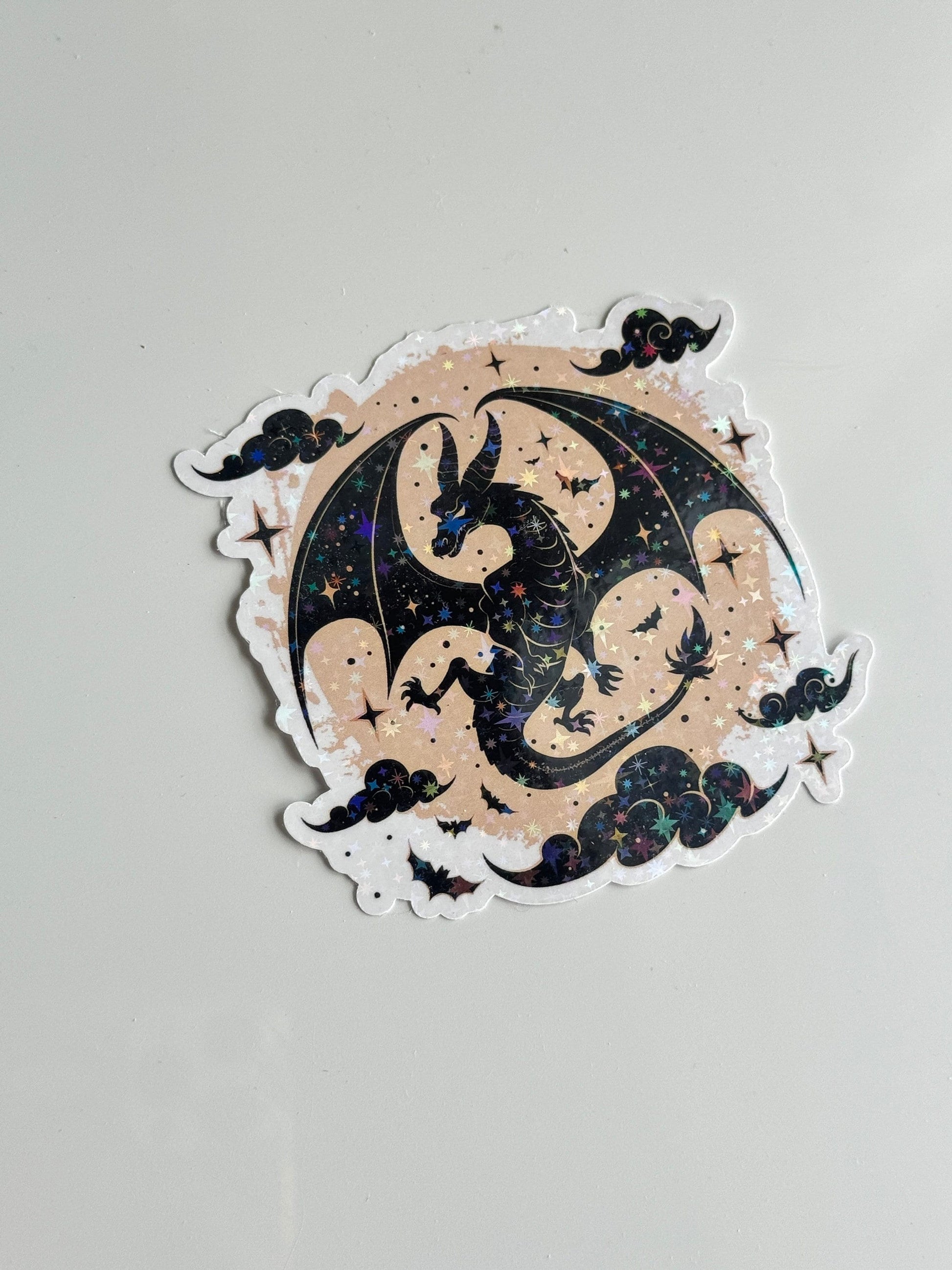 Holographic Dragon Sticker: Fantasy Book Dragon Vinyl Decal