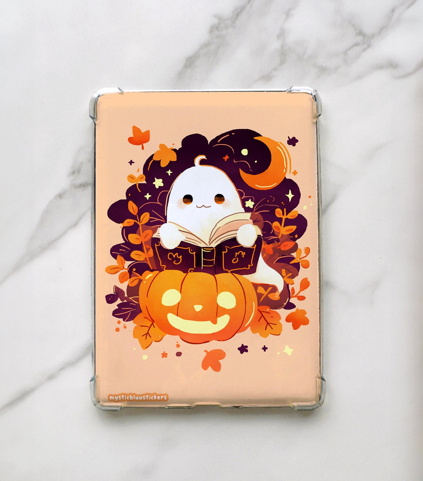 Ghost Reading Kindle Insert: Halloween Paperwhite Cardstock, Bookish Gift