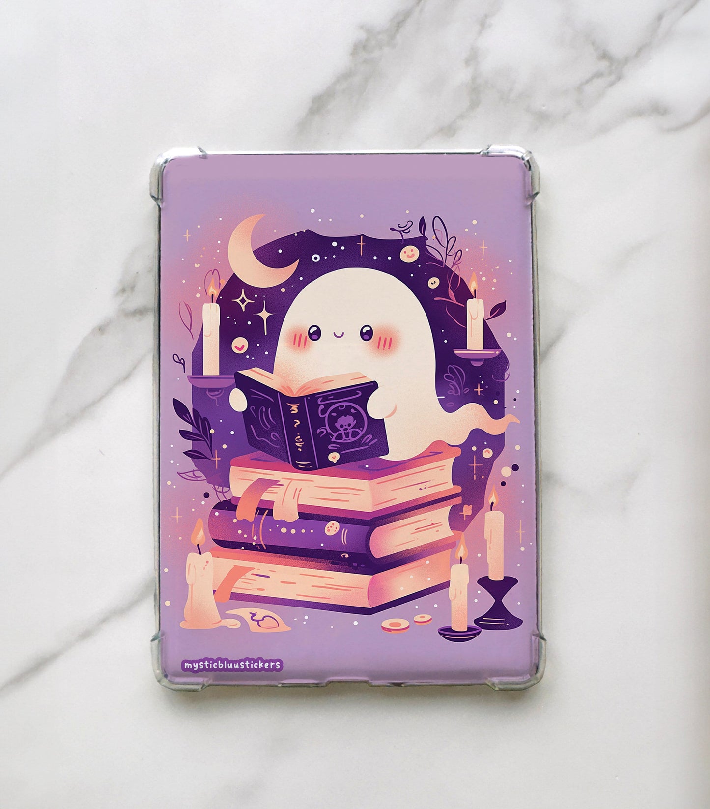 Halloween Ghost Reading Book iPad Mini Insert: Matte or Holographic