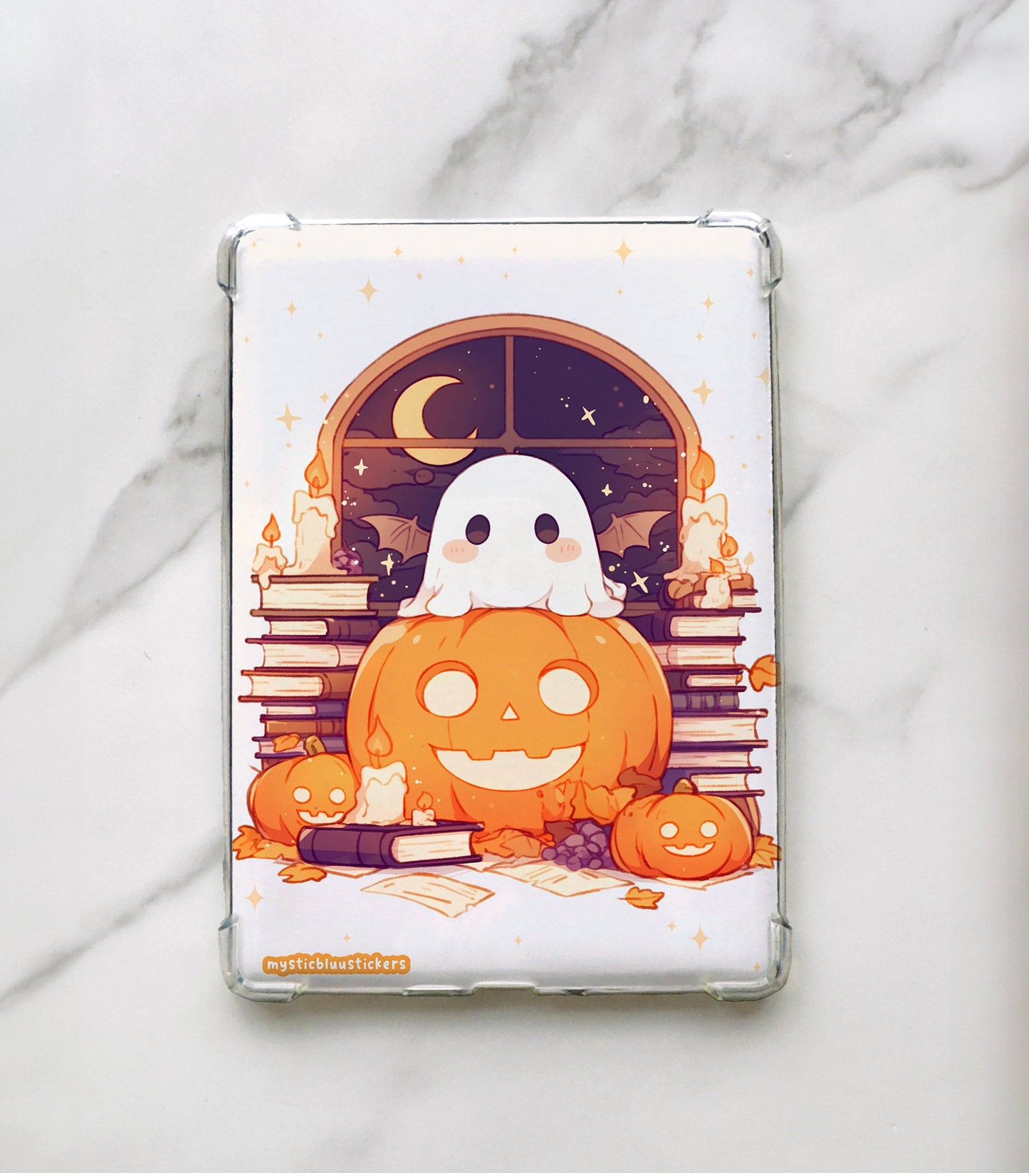 Halloween Ghost Reading Book iPad Mini Insert: Matte or Holographic
