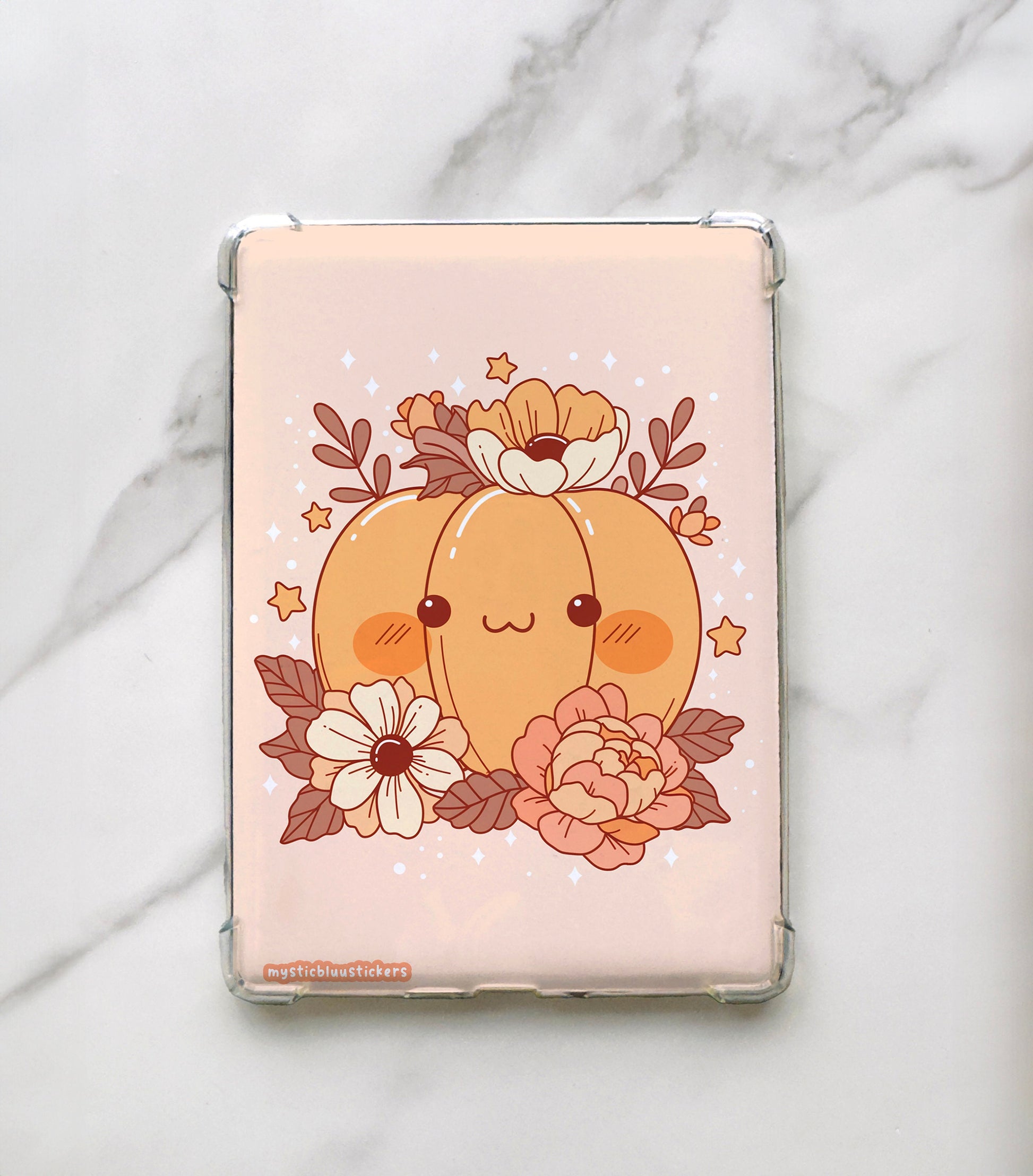 Ghost Pumpkin Kindle Insert: Floral E-Reader Art (Cardstock)