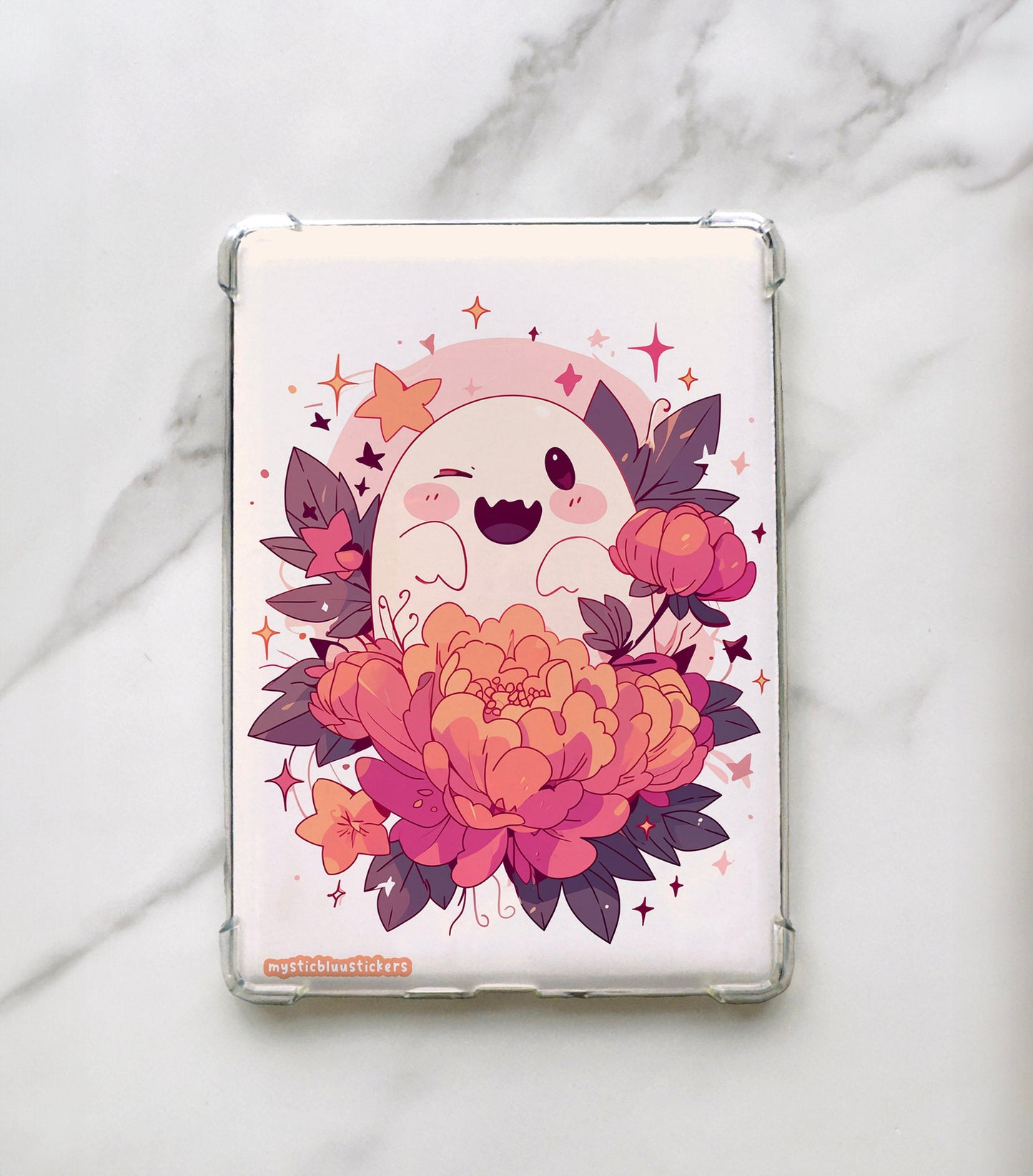 Ghost Pumpkin Kindle Insert: Floral E-Reader Art (Cardstock)