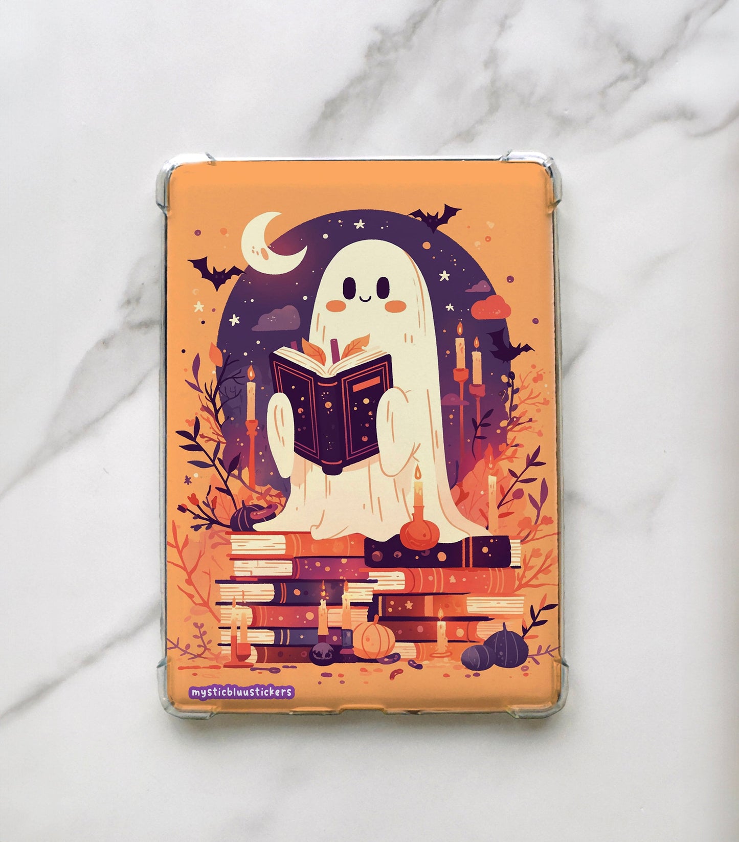 Ghost Reading Kindle Insert: Halloween Paperwhite Cardstock, Bookish Gift