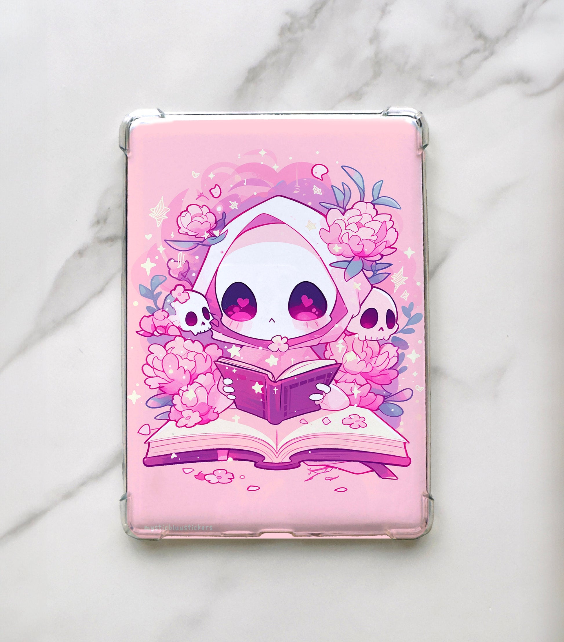 Reaper Reading Kindle Insert: Pink Floral Cardstock Sleeve