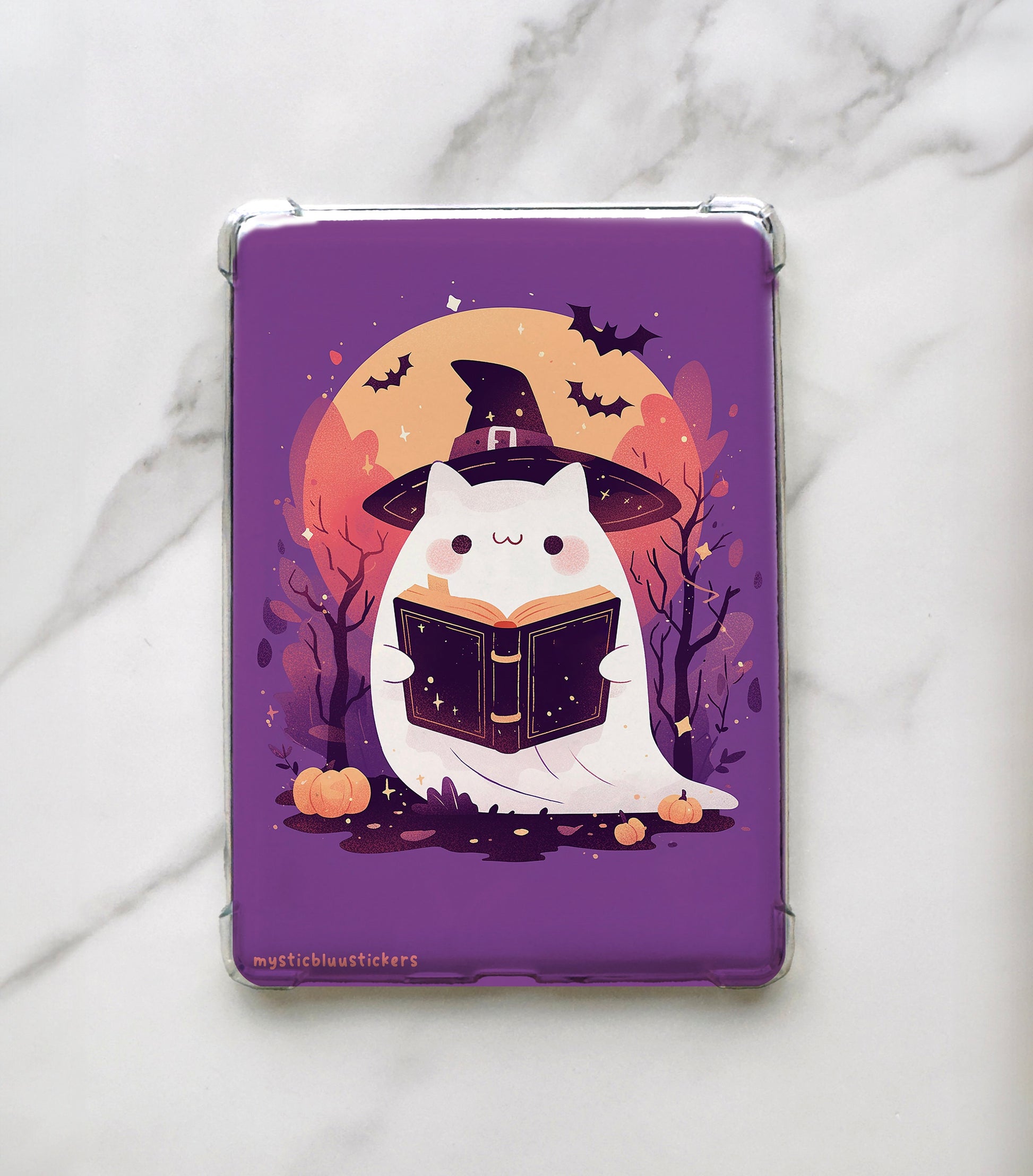 Ghost Cat Reading Kindle Insert: Halloween Paperwhite Sleeve