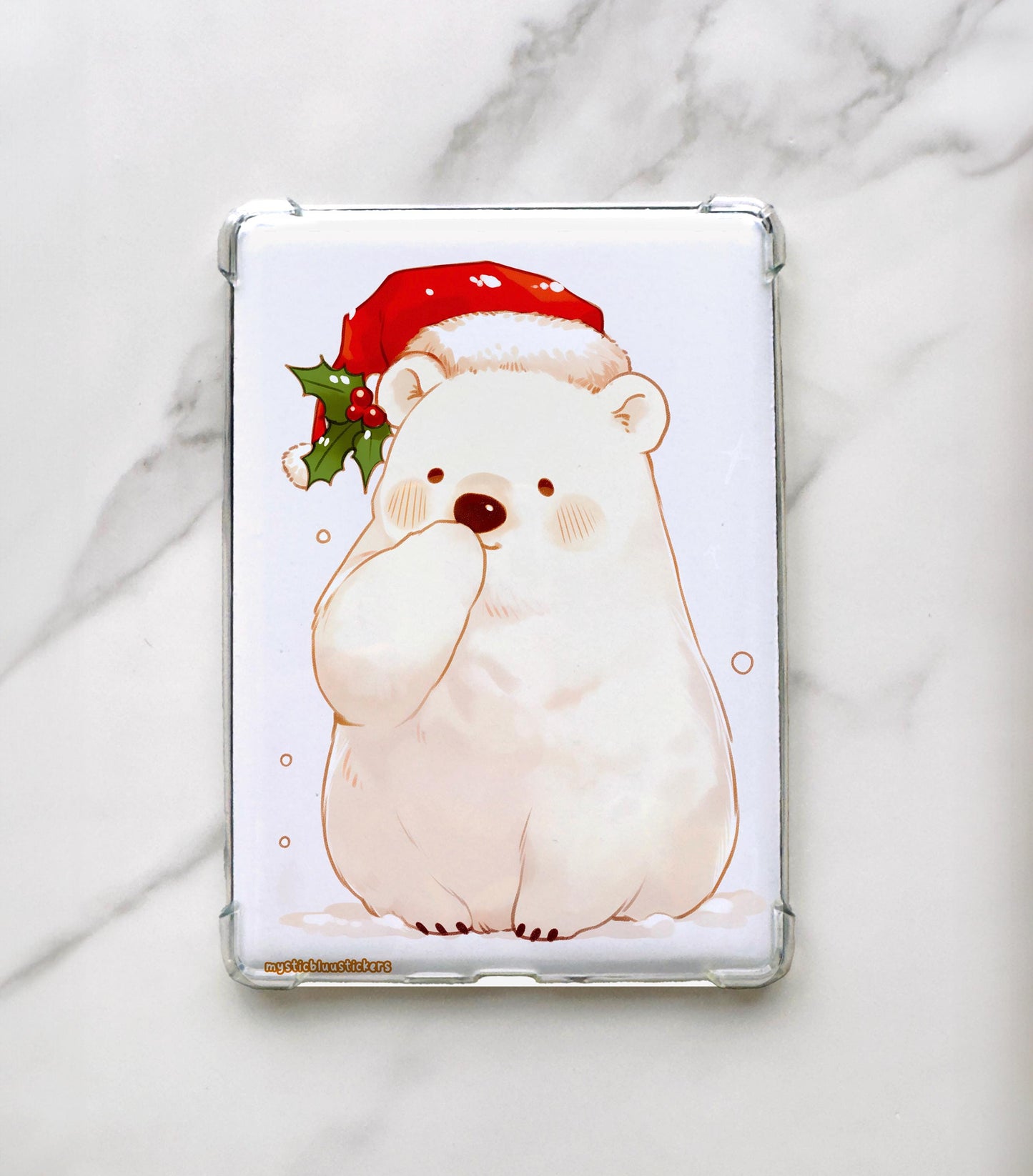 Polar Bear Santa Hat Kindle Insert: Christmas Paperwhite Accessory