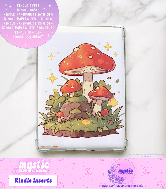 Mushroom Cottagecore Kindle Insert: Holographic Cardstock, Paperwhite 11th Gen