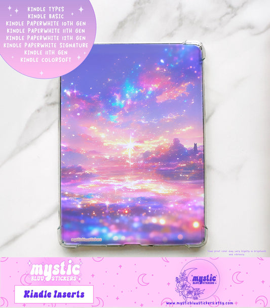Pink Sky Kindle Paperwhite Insert: Holographic Cardstock, Bookish Gift