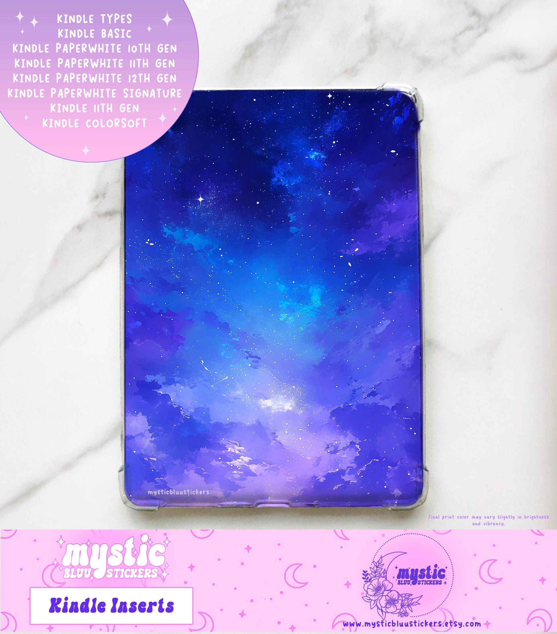 Holographic Kindle Paperwhite Insert: Blue Sky Cardstock (Case Not Included)