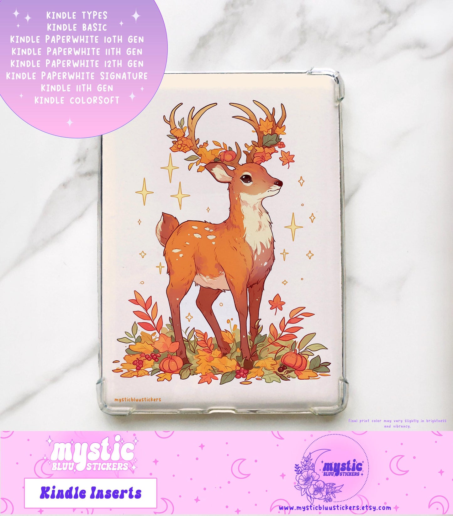 Deer Kindle Paperwhite Insert: Holographic Cardstock, Reading Accessories