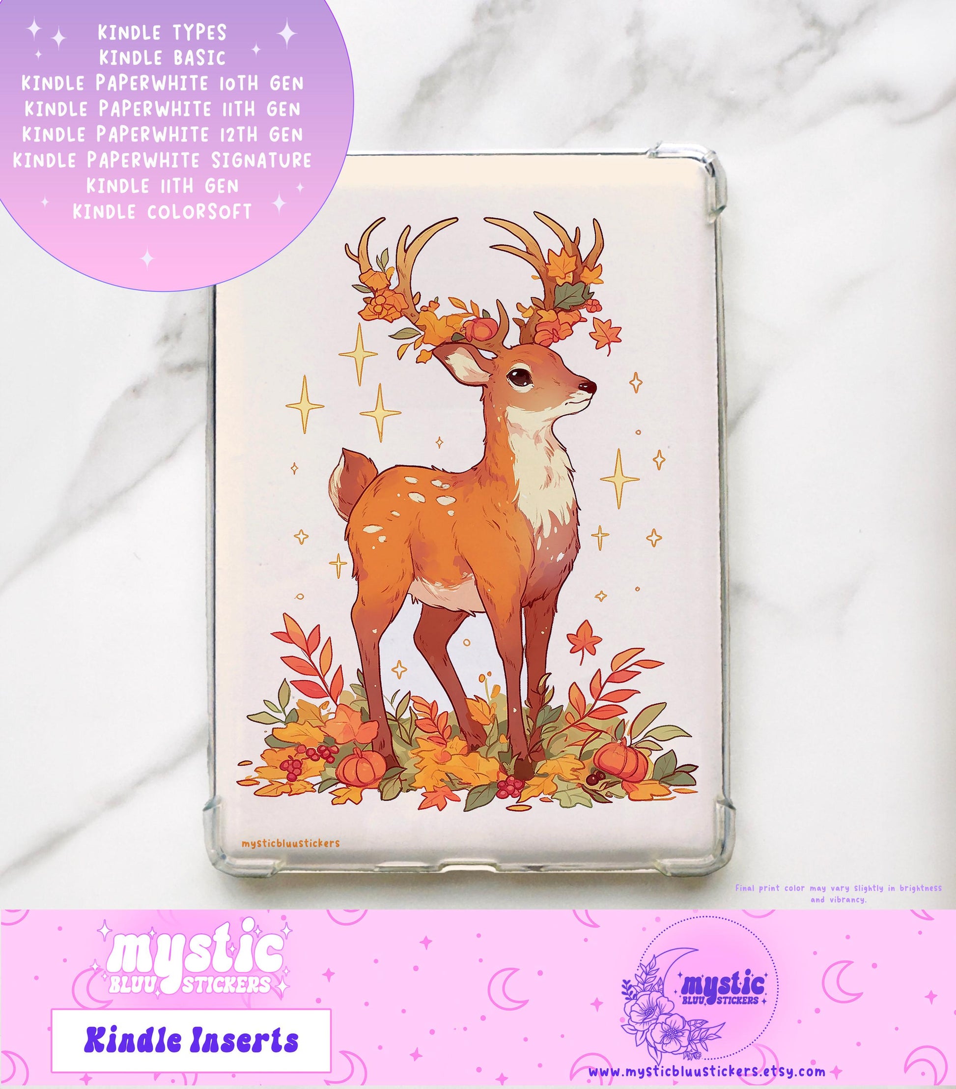 Deer Kindle Paperwhite Insert: Holographic Cardstock, Reading Accessories