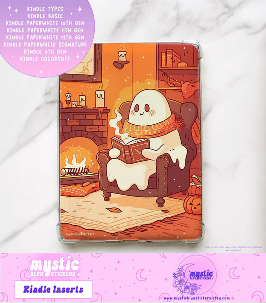 Ghost Reading Kindle Insert: Holographic Cardstock, Paperwhite Accessory