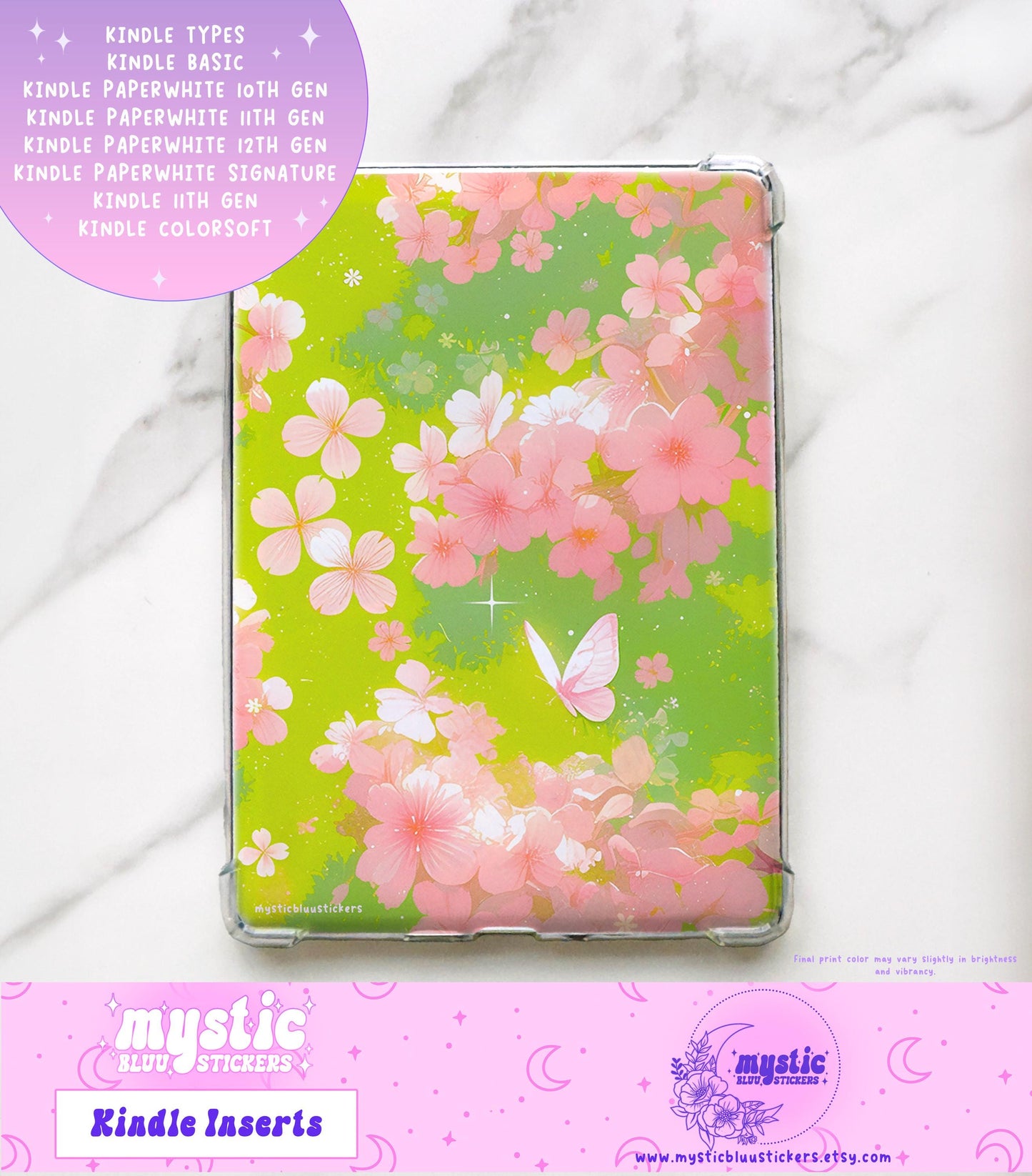 Fantasy Butterflies Kindle Insert: Holographic Cardstock, Paperwhite 11th Gen