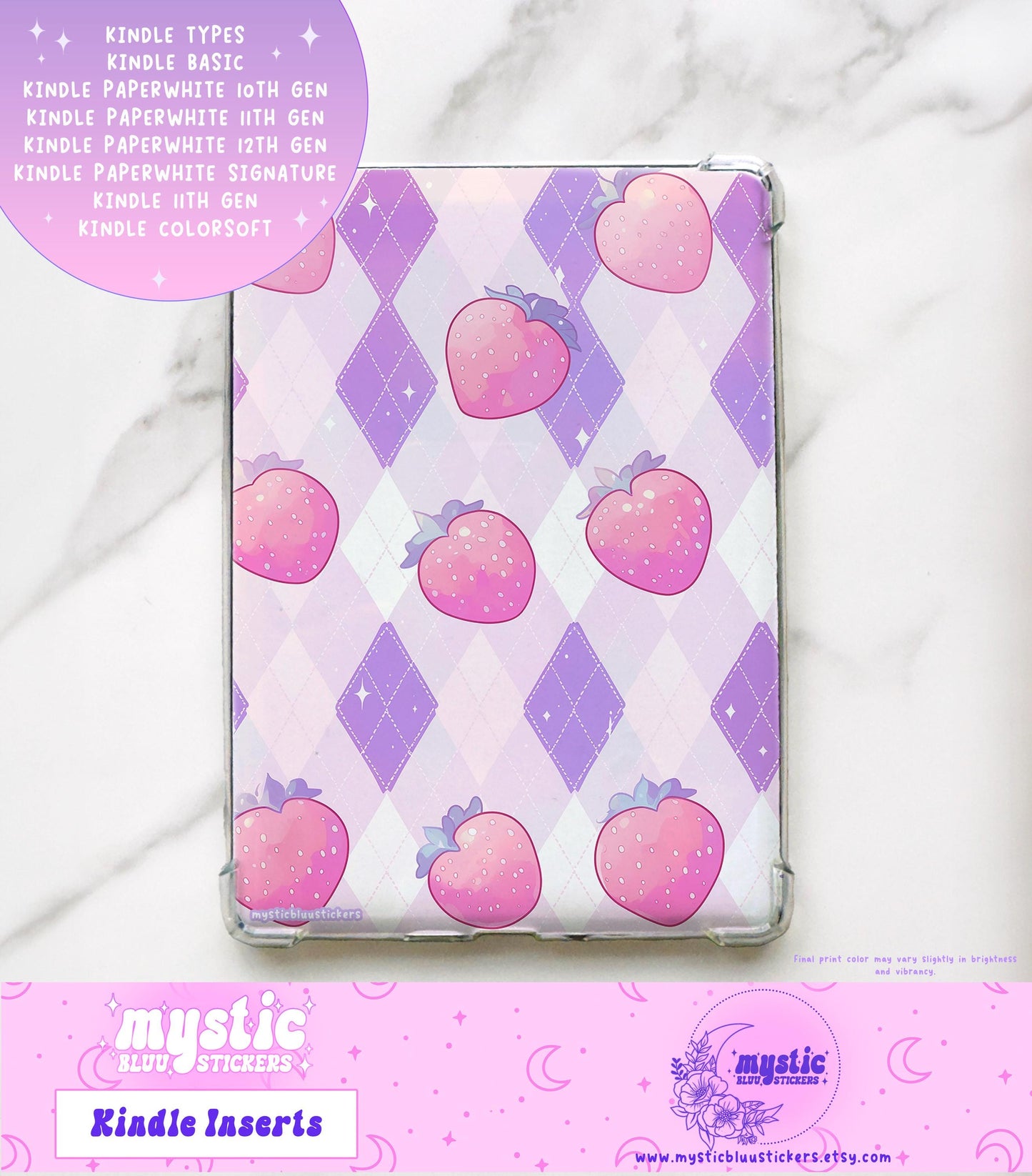 Strawberries Kindle Paperwhite Insert: Holographic Cardstock, 11th Gen