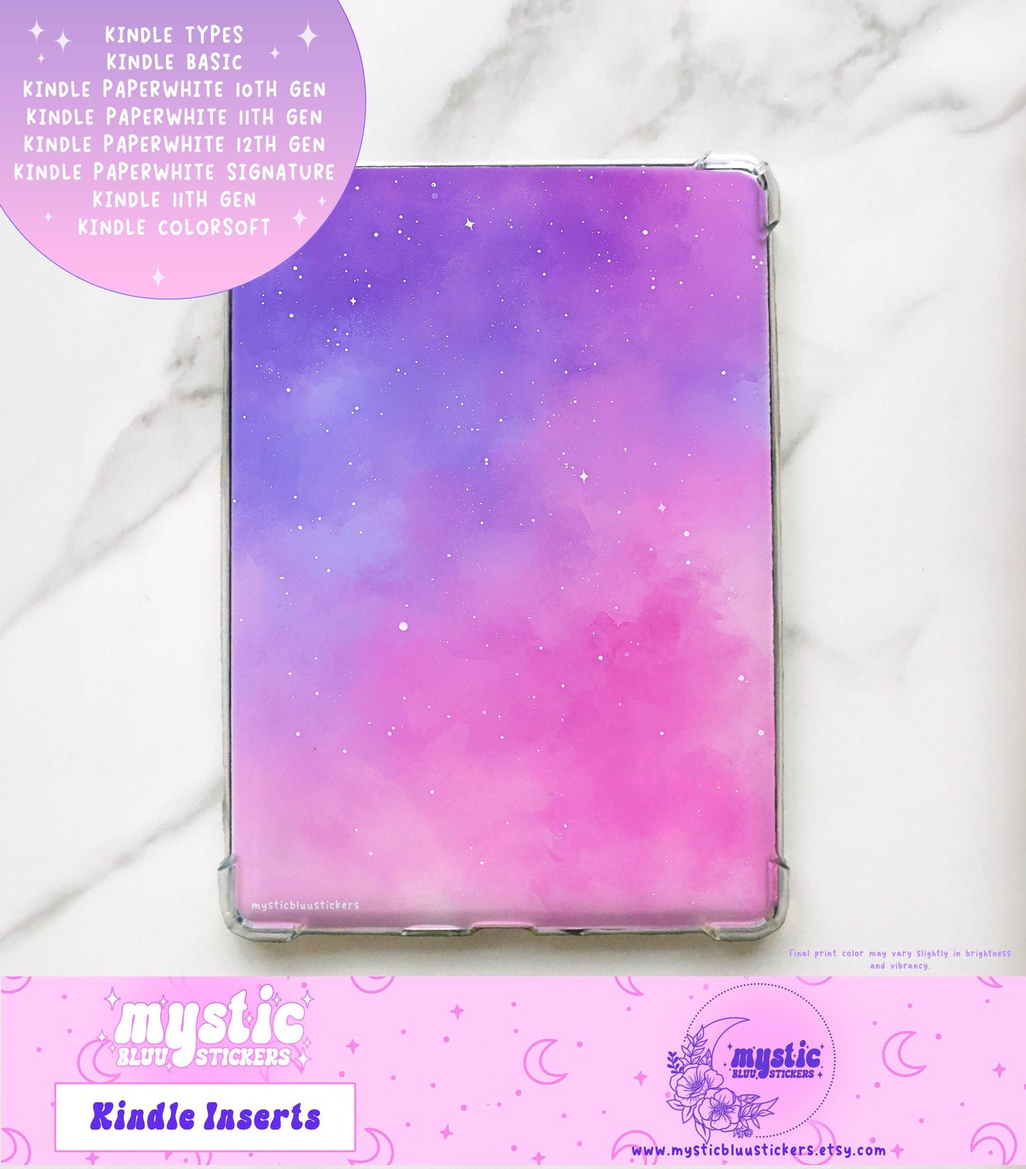 Galaxy Kindle Paperwhite Insert: Holographic Sky Clouds Cardstock (Case Not Included