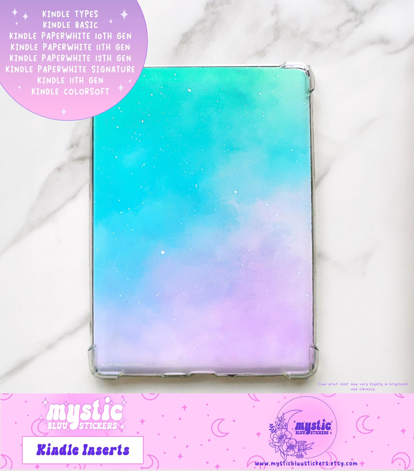 Galaxy Kindle Paperwhite Insert: Holographic Sky Clouds Cardstock (Case Not Included