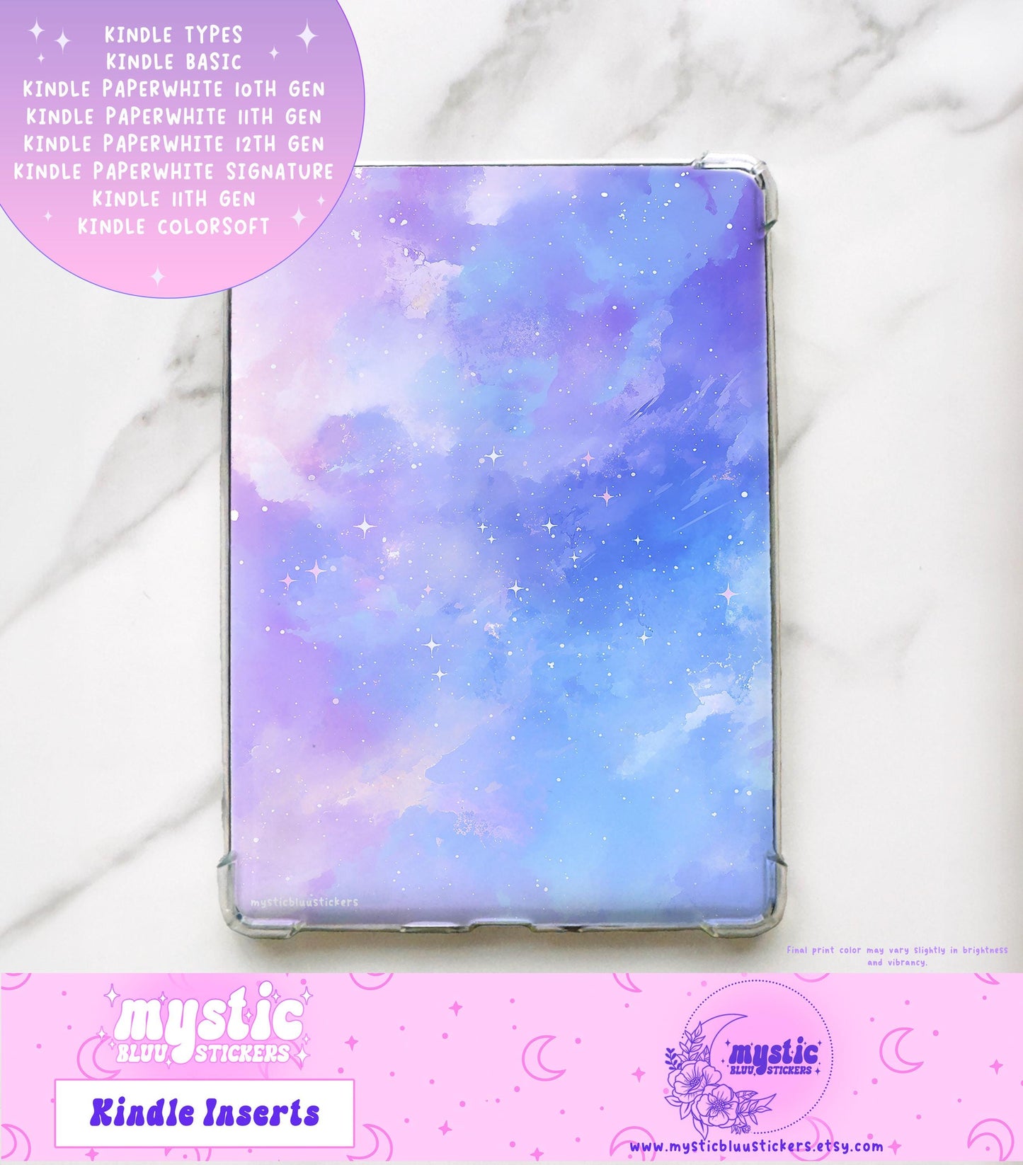 Galaxy Kindle Paperwhite Insert: Holographic Sky Clouds Cardstock (Case Not Included