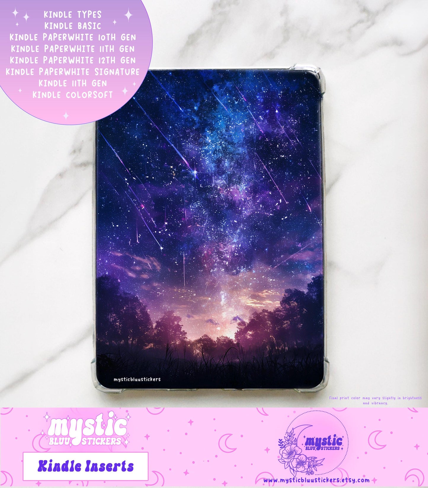 Galaxy Sky Kindle Paperwhite Insert: Holographic Cardstock, 11th Gen