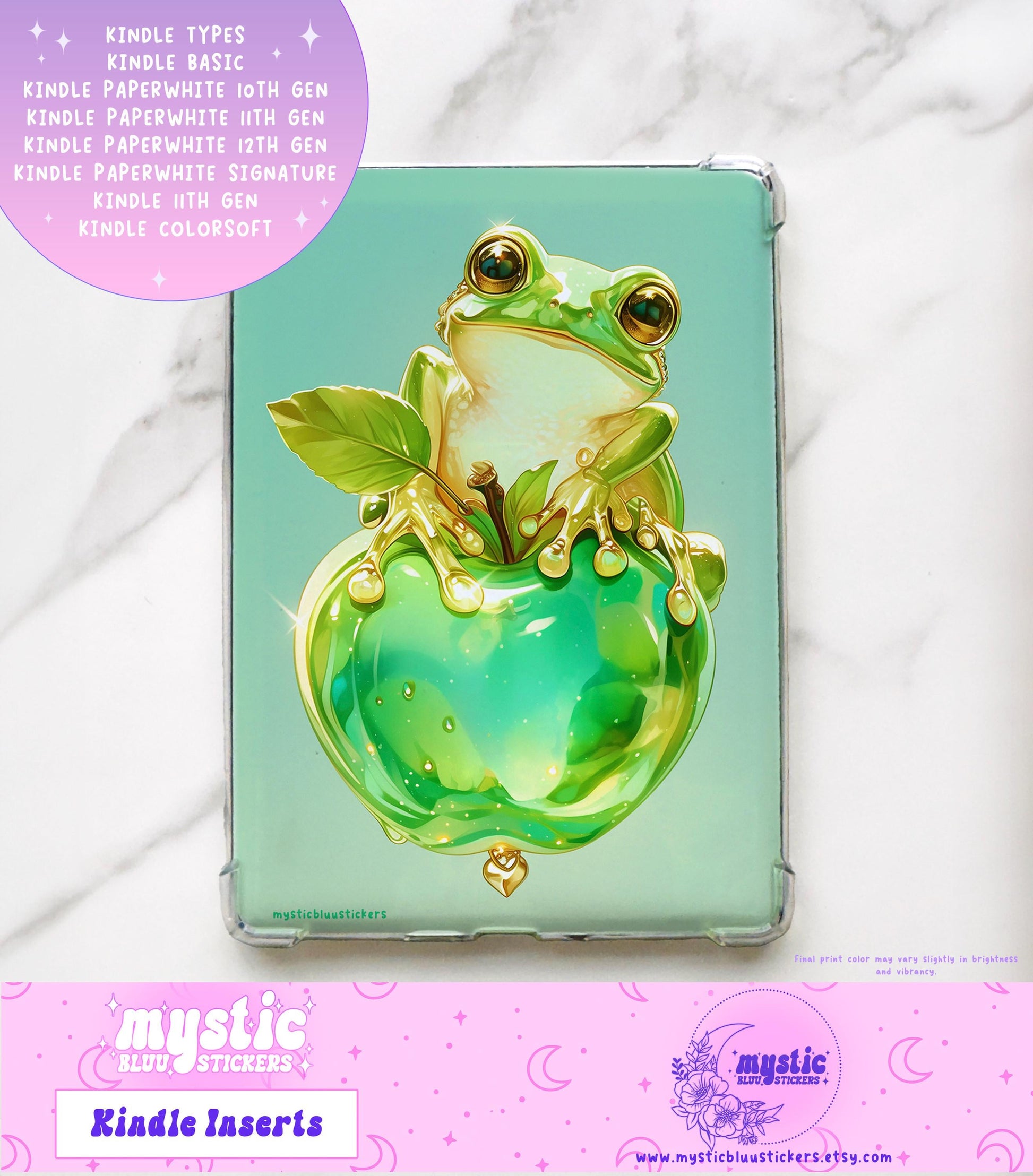 Frog Kindle Paperwhite Insert: Holographic Cardstock, Bookish Gift
