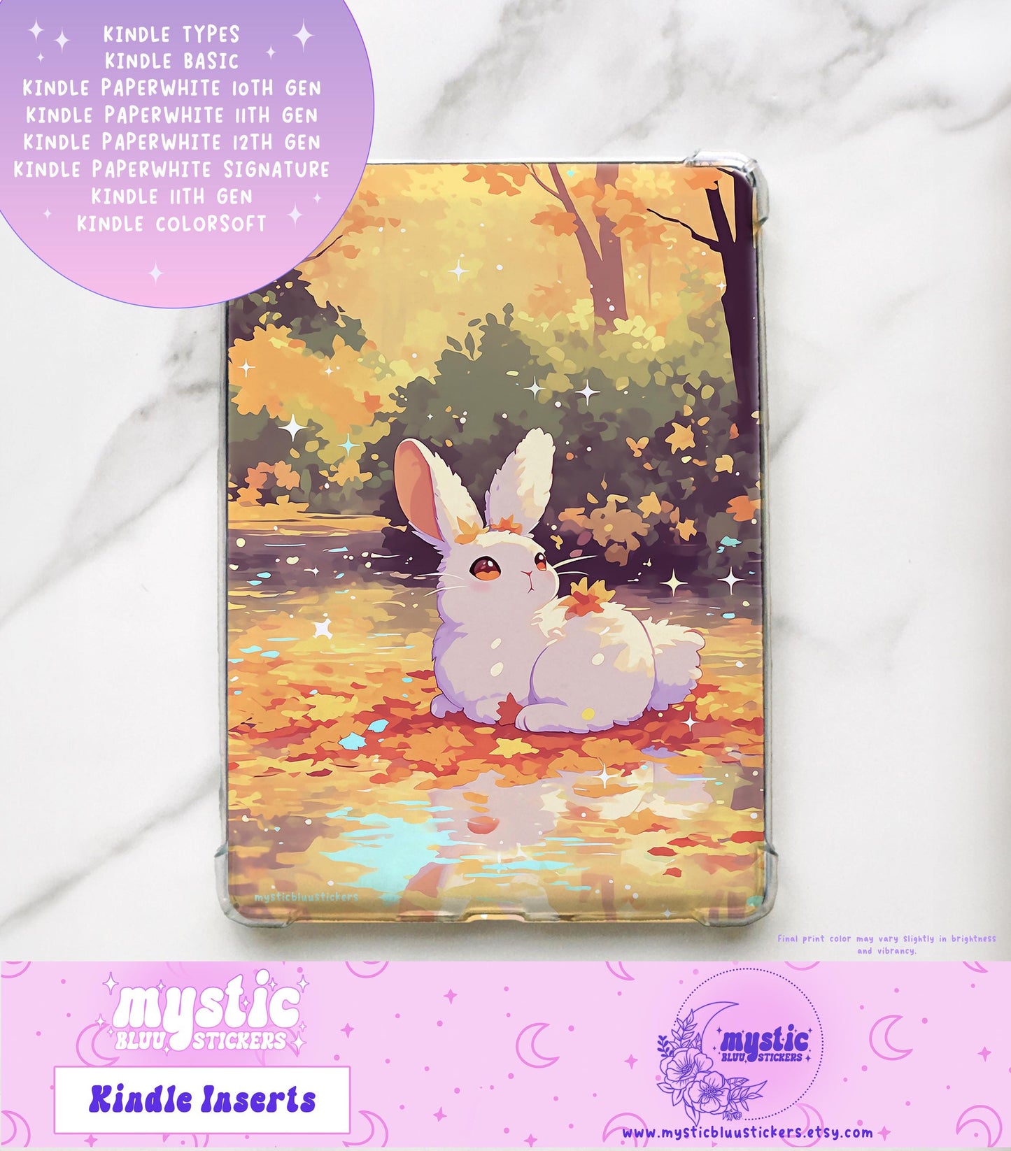 Kindle Paperwhite Insert: Autumn Bunny Cardstock, Holographic or Matte