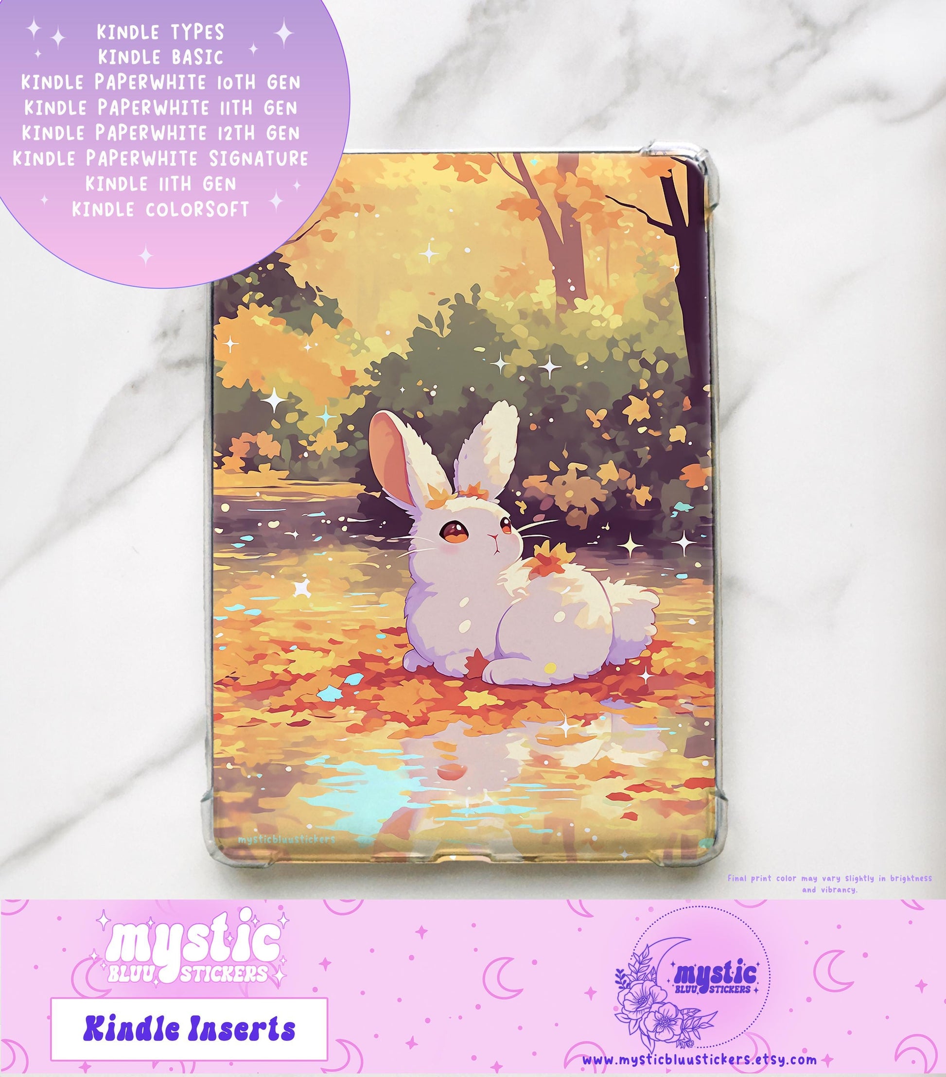 Kindle Paperwhite Insert: Autumn Bunny Cardstock, Holographic or Matte
