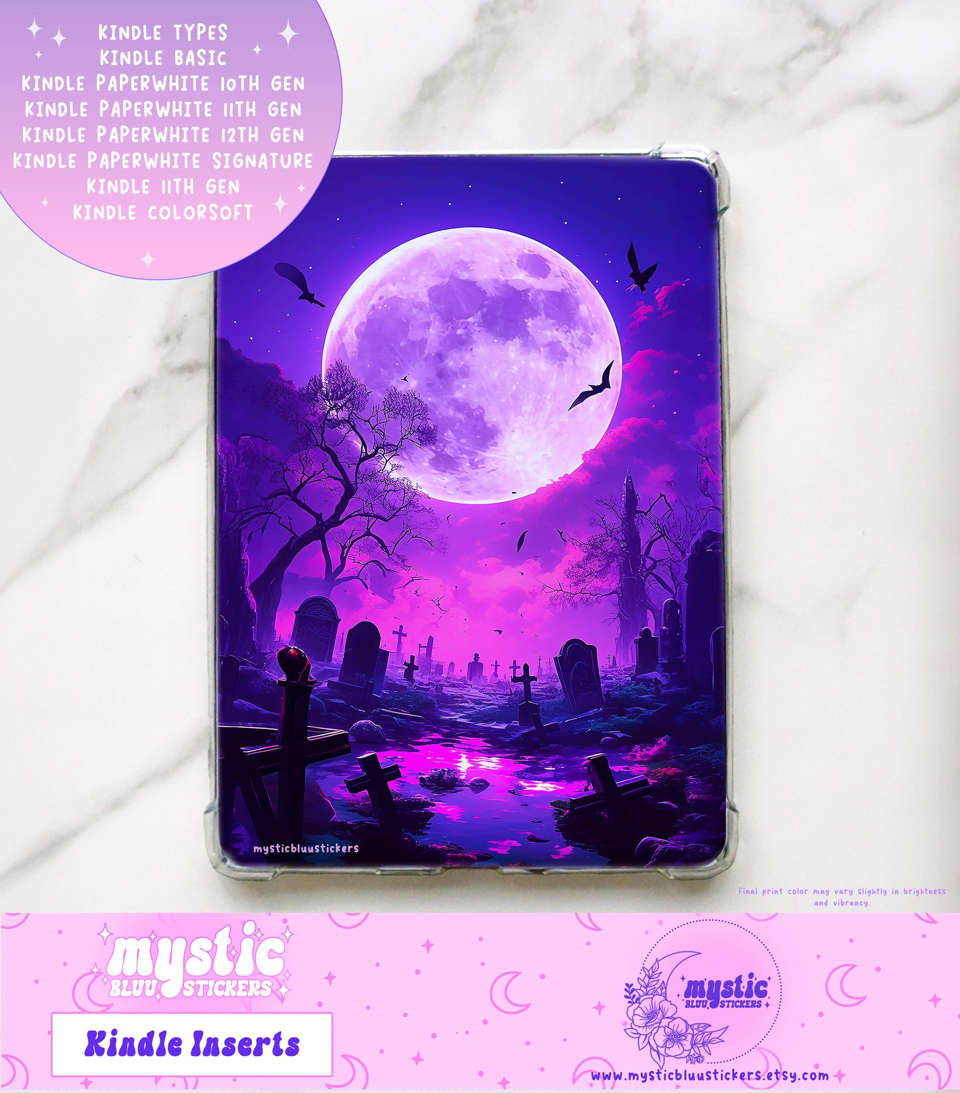 Halloween Cemetery Kindle Insert: Paperwhite 11th Gen Cardstock