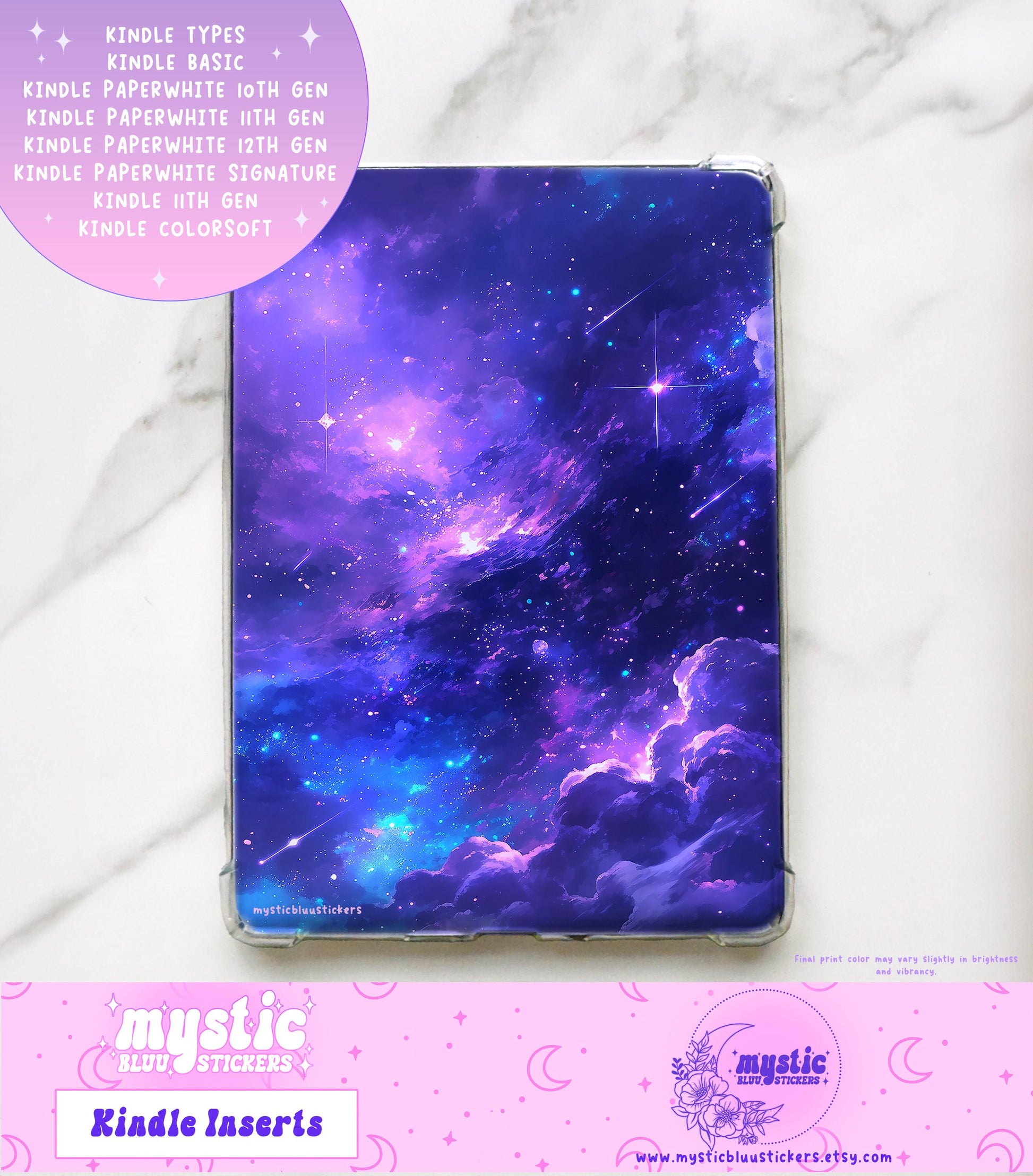 Galaxy Kindle Paperwhite Insert: Holographic Cardstock, Bookish Gift