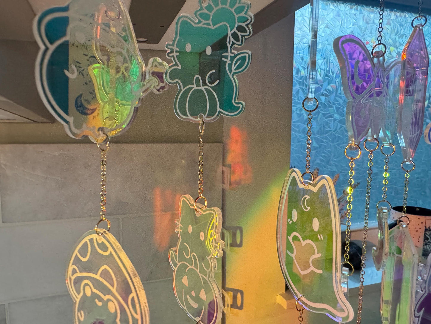 Iridescent Acrylic Sun Catcher: Witchy, Celestial, or Halloween Designs