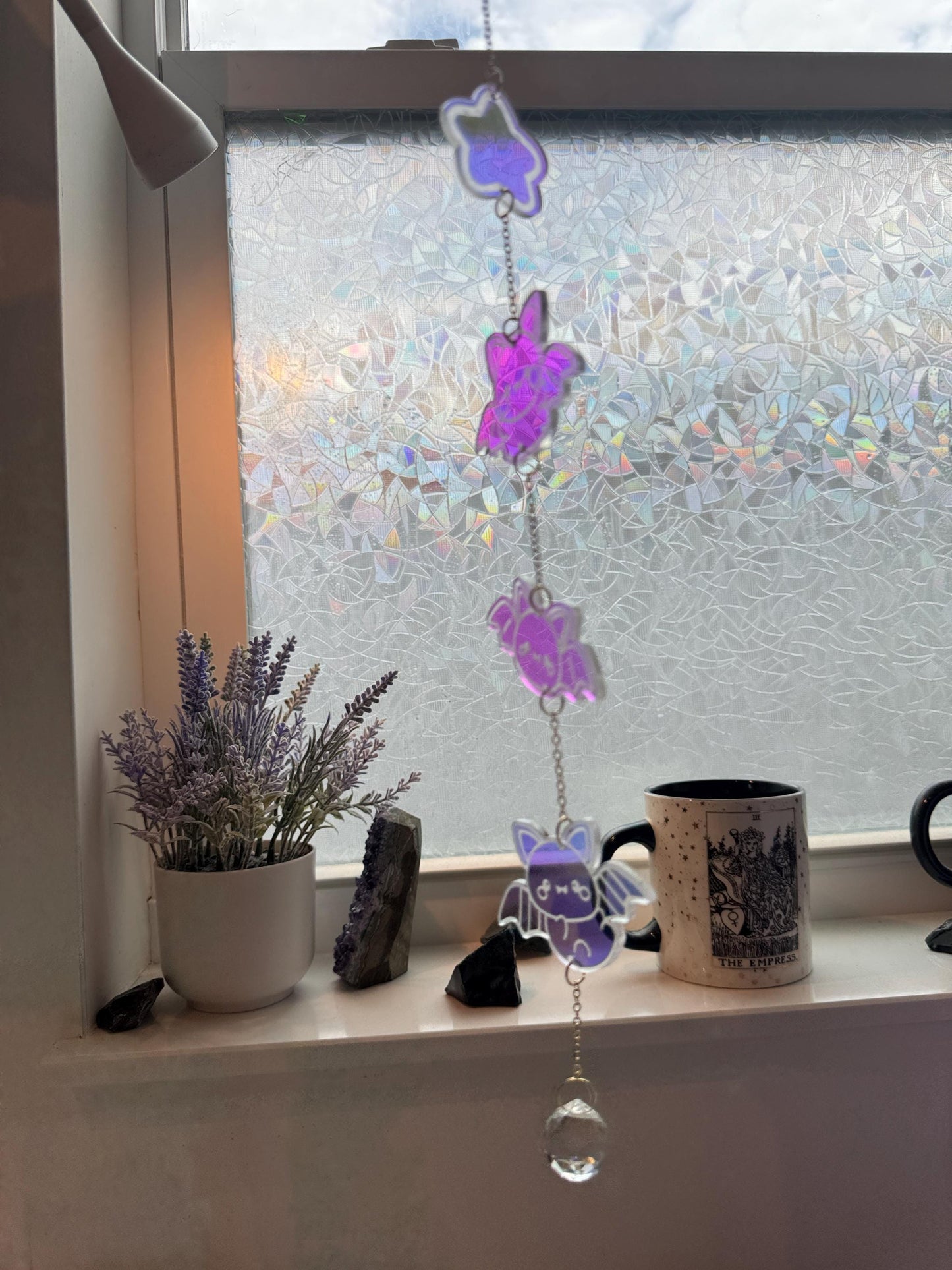 Iridescent Acrylic Sun Catcher: Celestial Rainbow Window, Car Charm