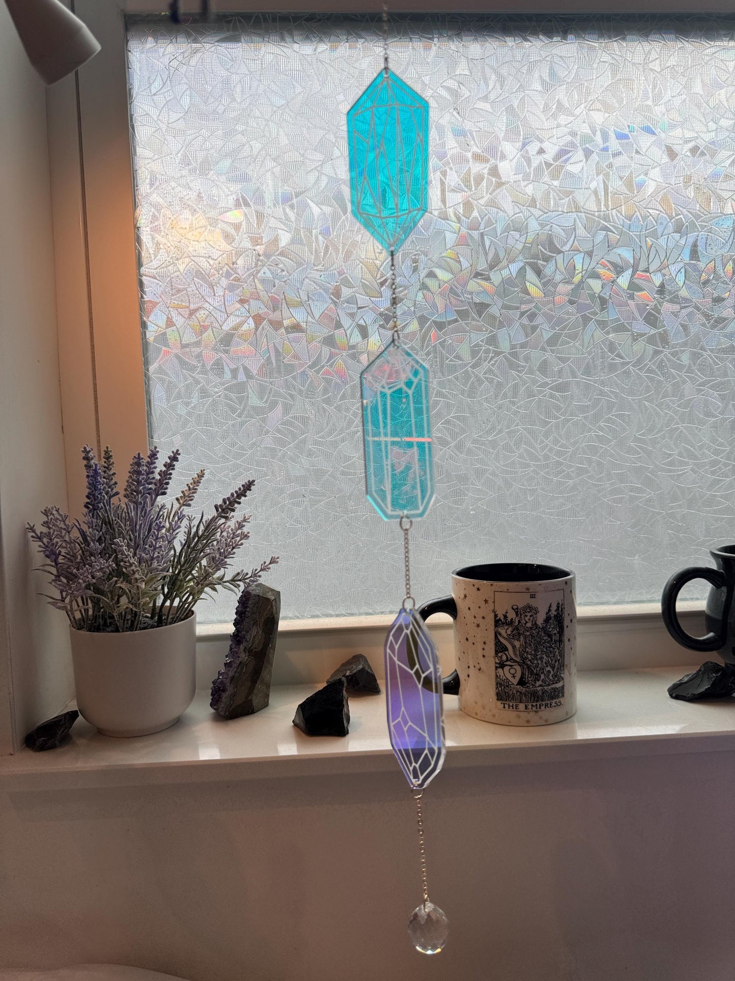 Iridescent Acrylic Sun Catcher: Celestial Rainbow Window, Car Charm