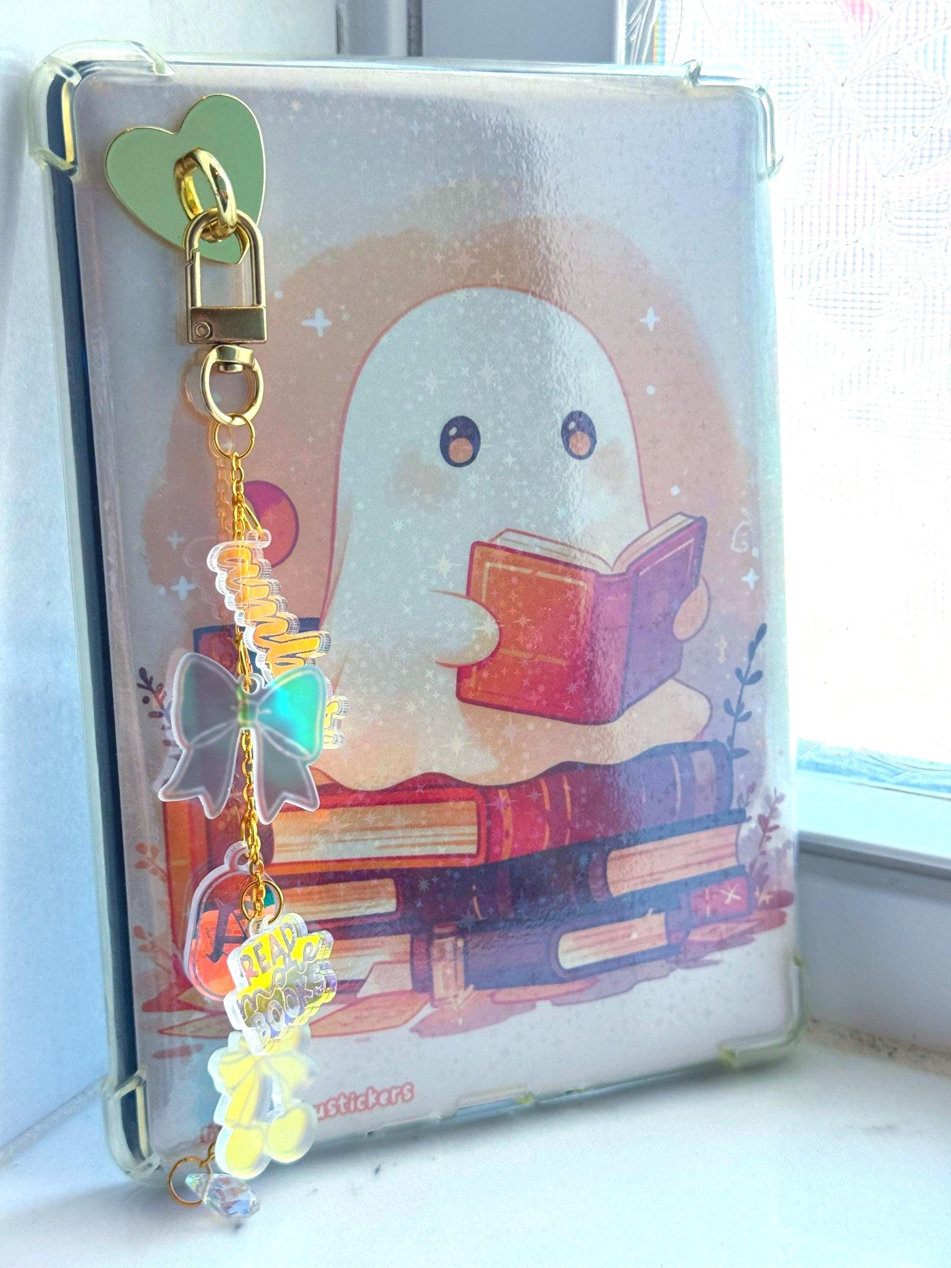 Personalized Kindle Charm Chain: Iridescent Acrylic Reader Gift