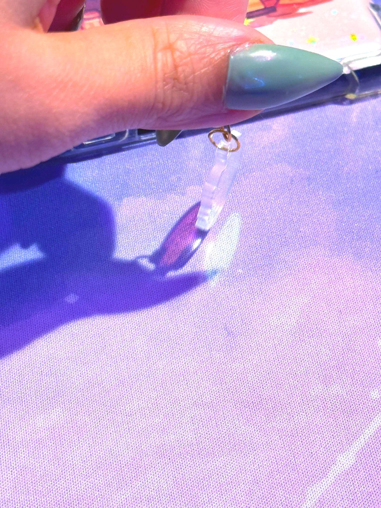 Iridescent Acrylic Cat Moon Charm, Dust Plug Charm for Kindle, Phone, Tablet, USB-C Device Decor, Cute Accessory Gift