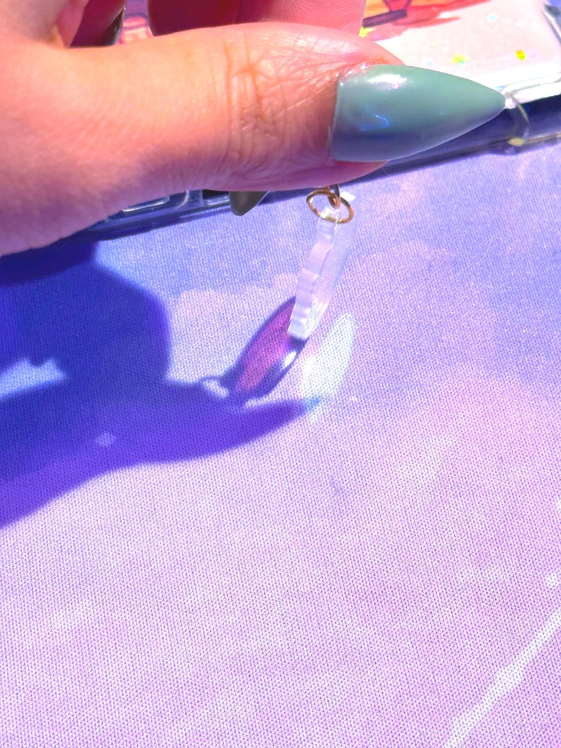 Iridescent Acrylic Cat Moon Charm, Dust Plug Charm for Kindle, Phone, Tablet, USB-C Device Decor, Cute Accessory Gift