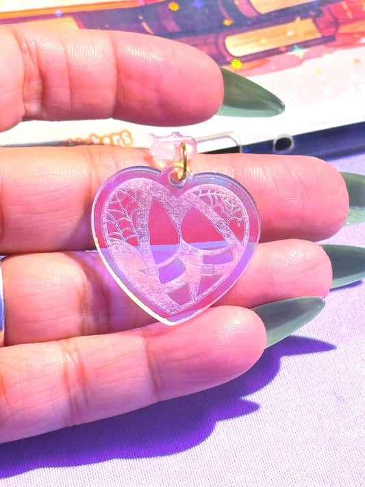 Iridescent Spiderweb Heart Charm: Gothic Kindle, Phone, Tablet Accessory
