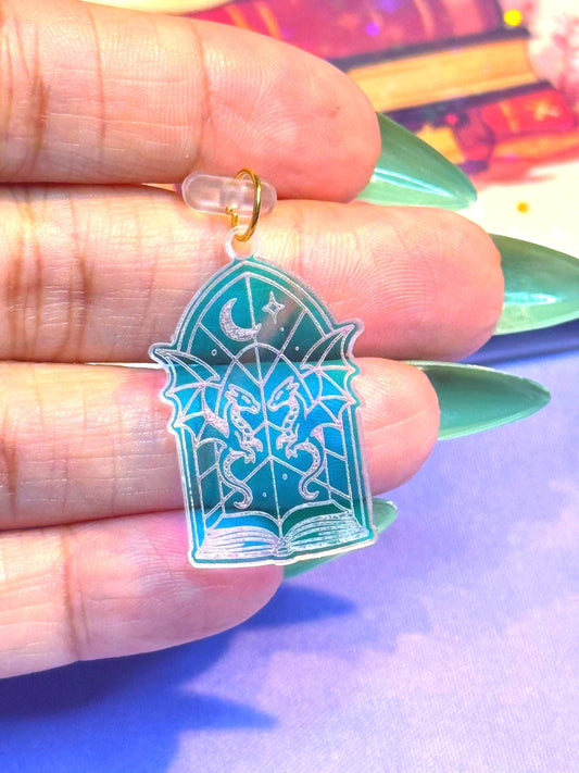Iridescent Dragon Book Charm: Fantasy Kindle/USB-C Accessory