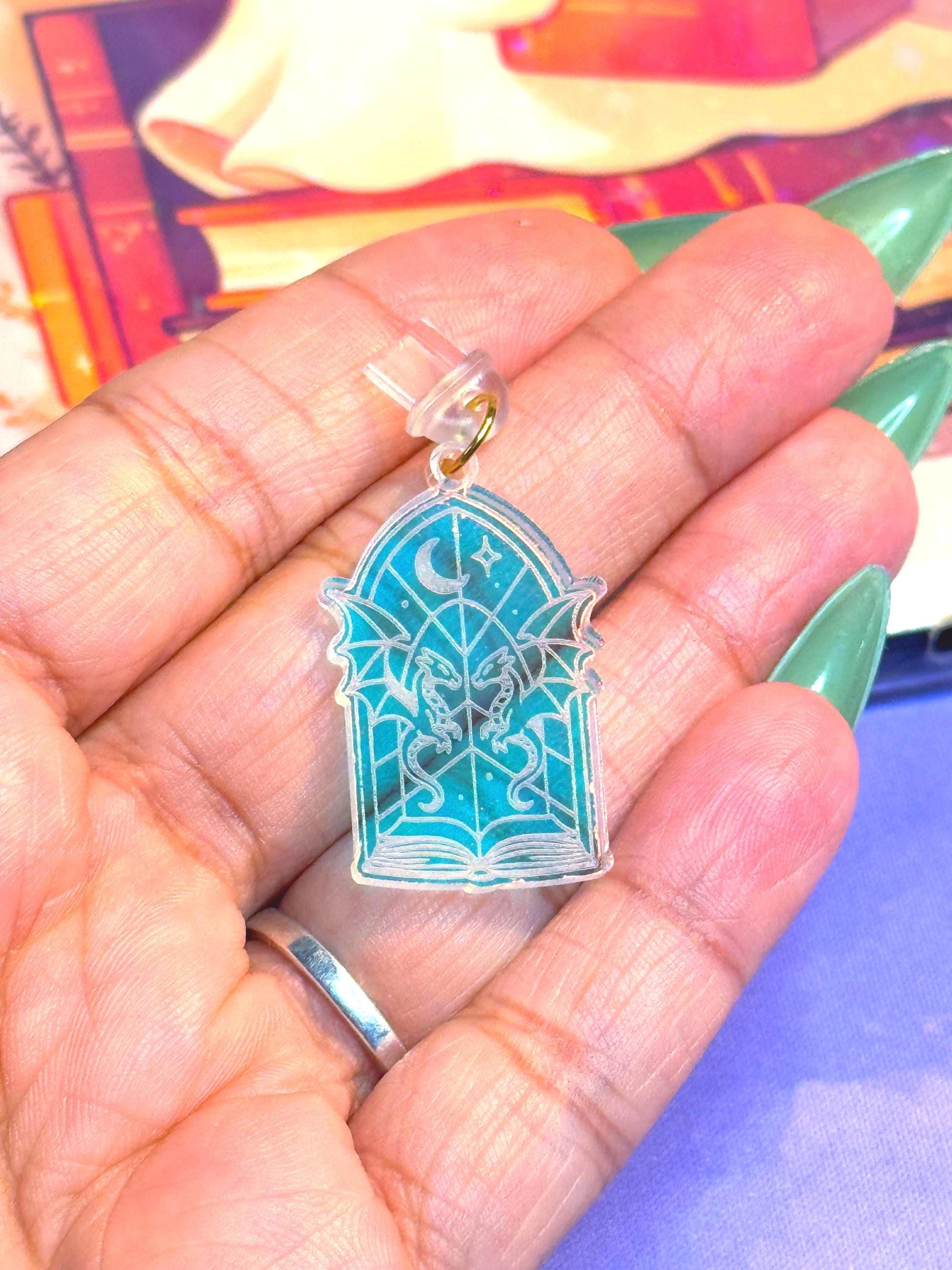 Iridescent Dragon Book Charm: Fantasy Kindle/USB-C Accessory