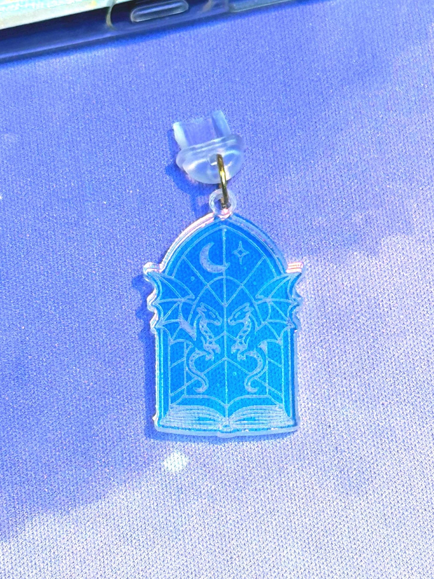 Iridescent Dragon Book Charm: Fantasy Kindle/USB-C Accessory